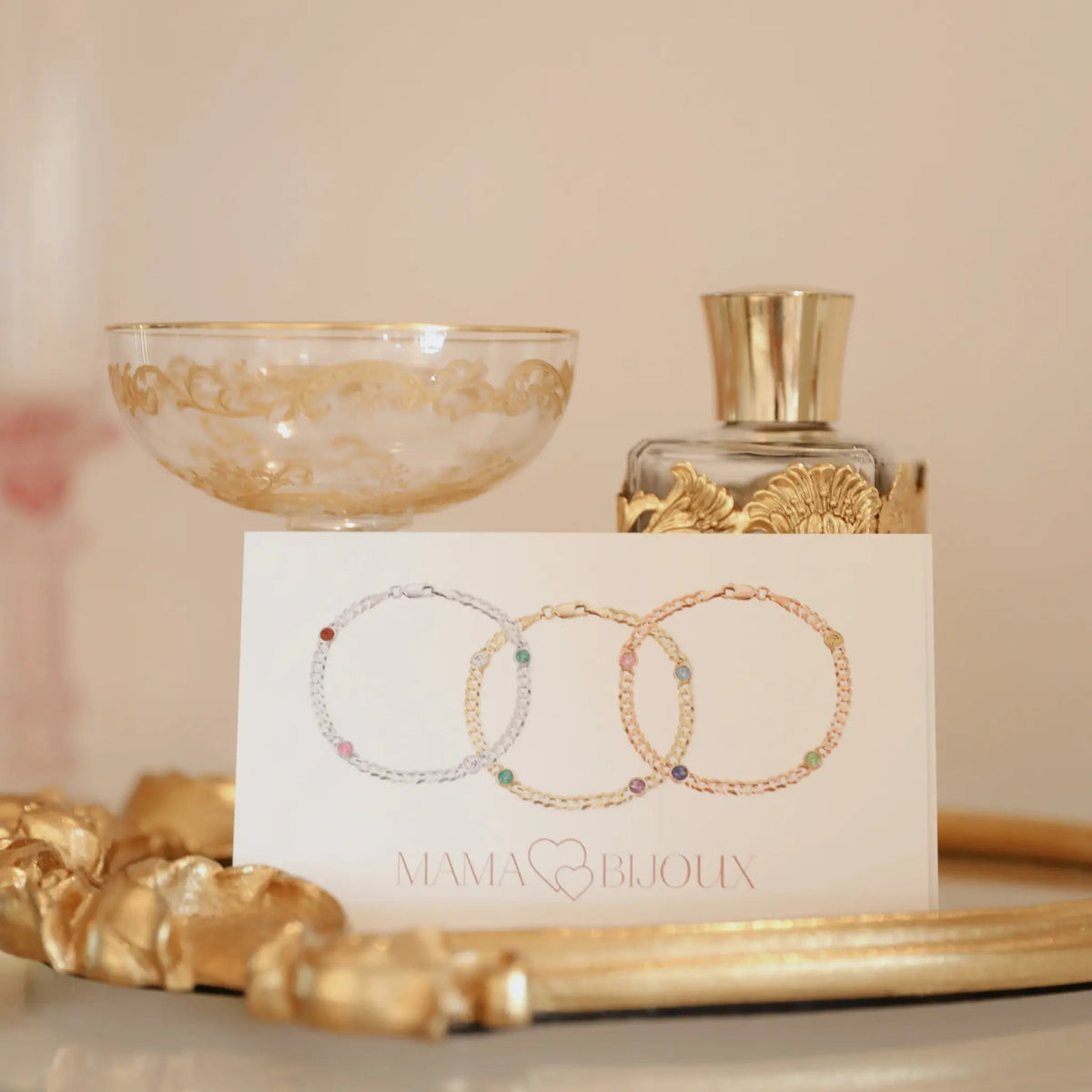 Mama Bijoux custom birthstone bracelet in 14k gold with natural gemstones