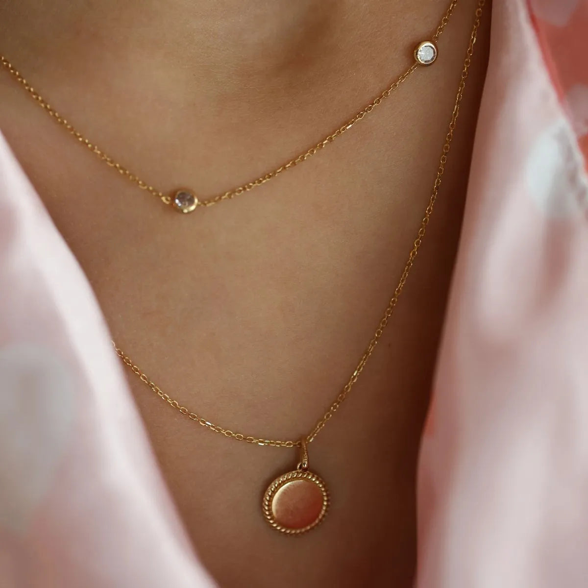 14k Gold Kids CZ Necklace-Necklaces-Mama Bijoux