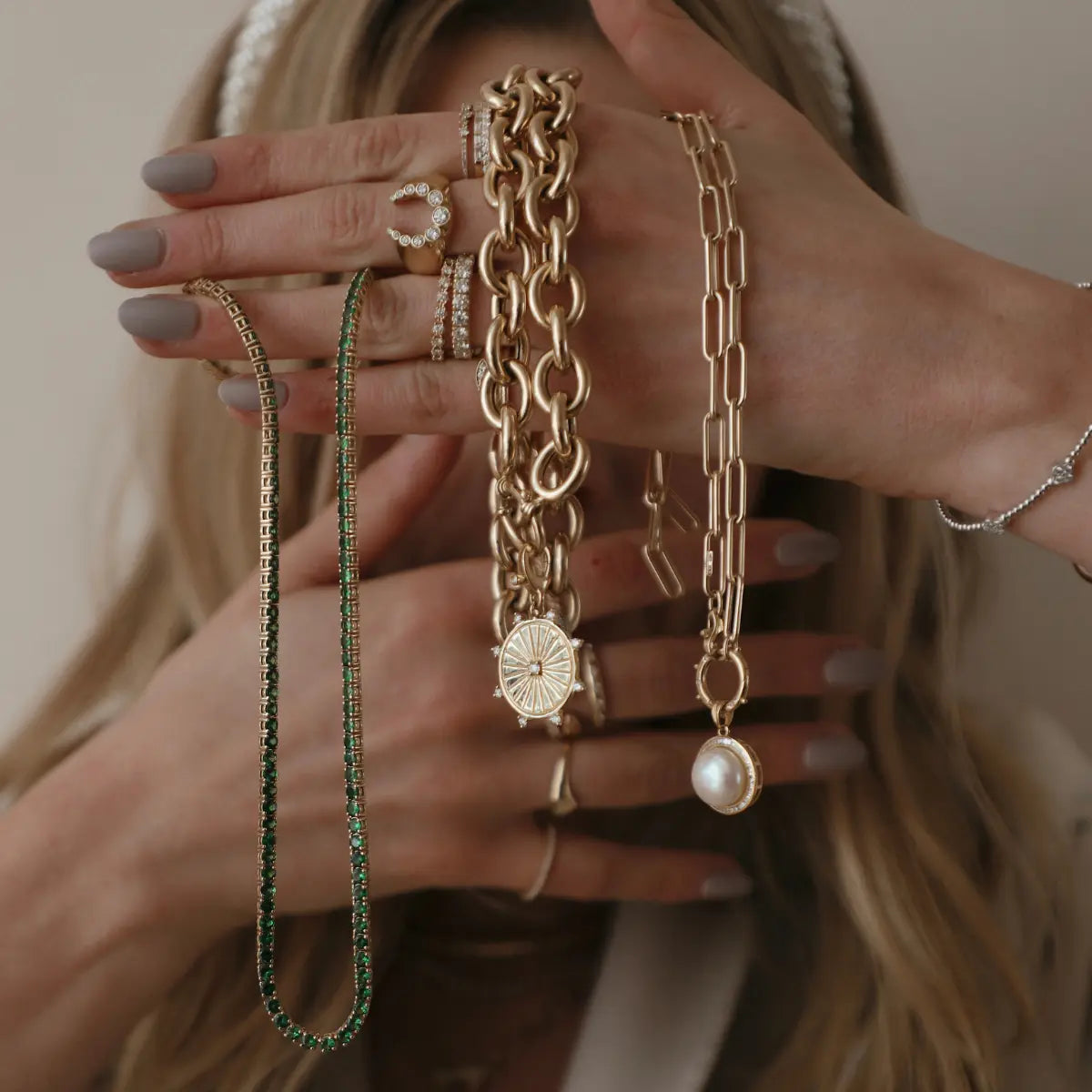 Heirloom Bezeled Diamond Horseshoe Ring-Rings-Mama Bijoux