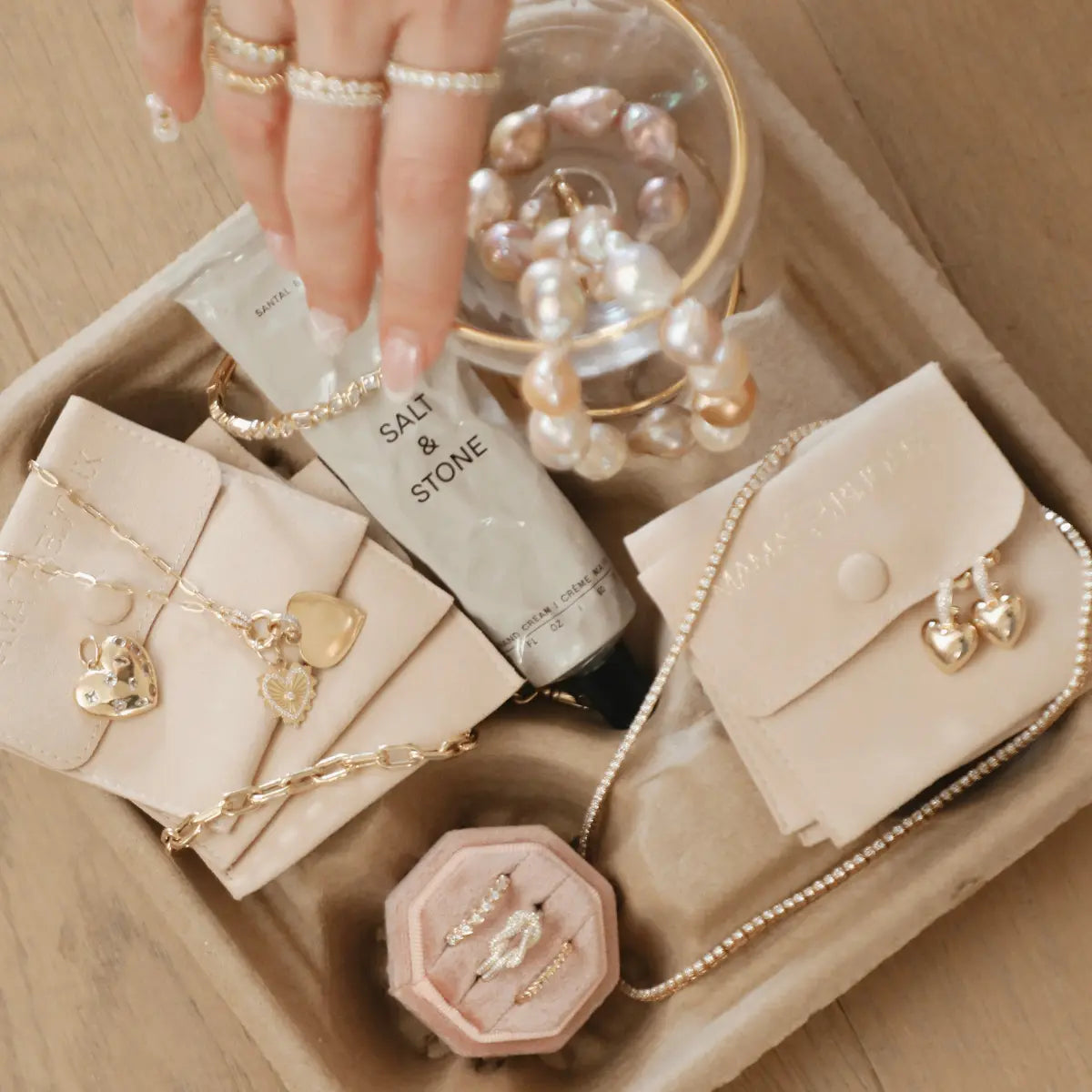 Hearts of Gold Pinky Ring-Rings-Mama Bijoux