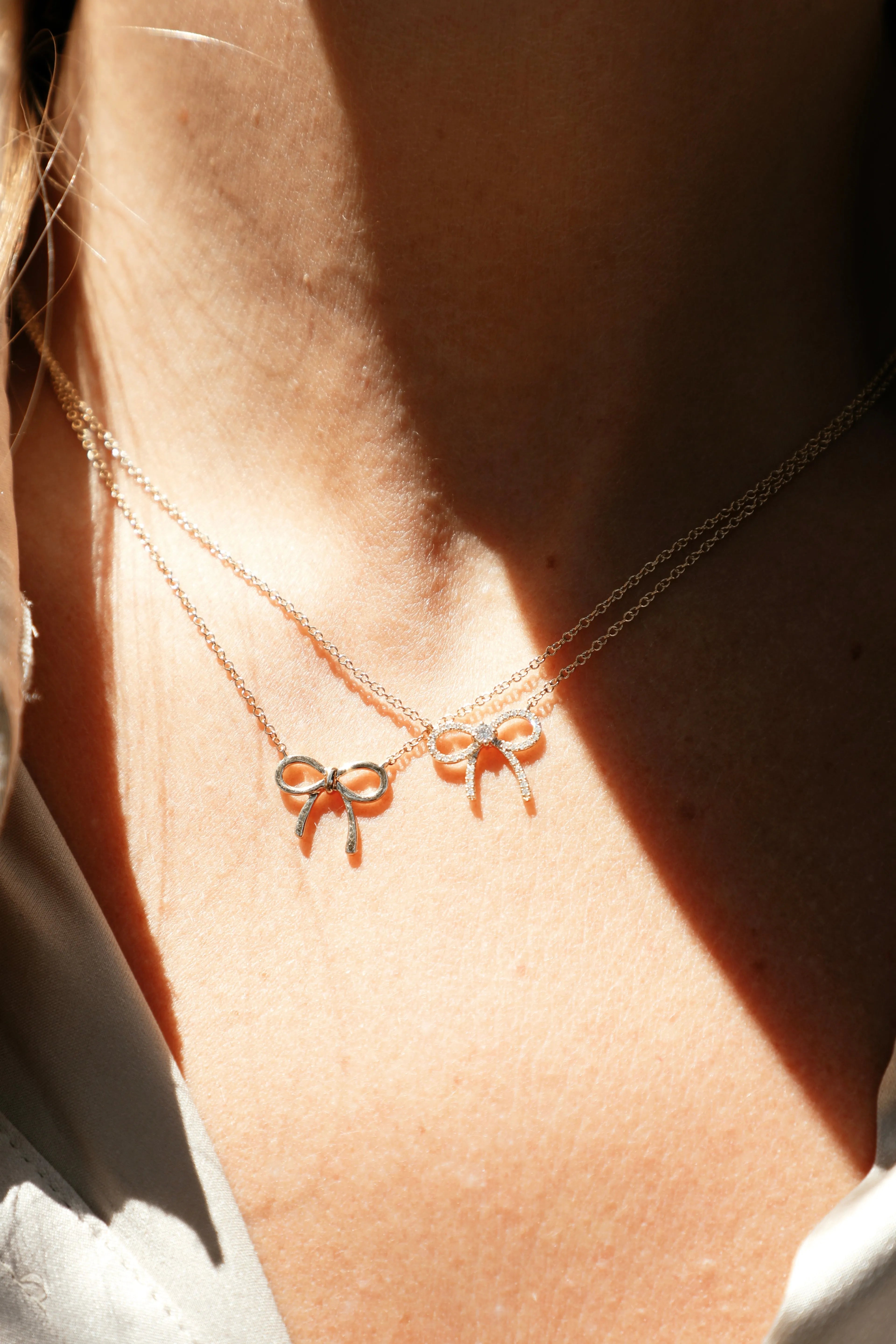 14k Gold Bow Necklace — Necklaces — Mama Bijoux fine jewelry