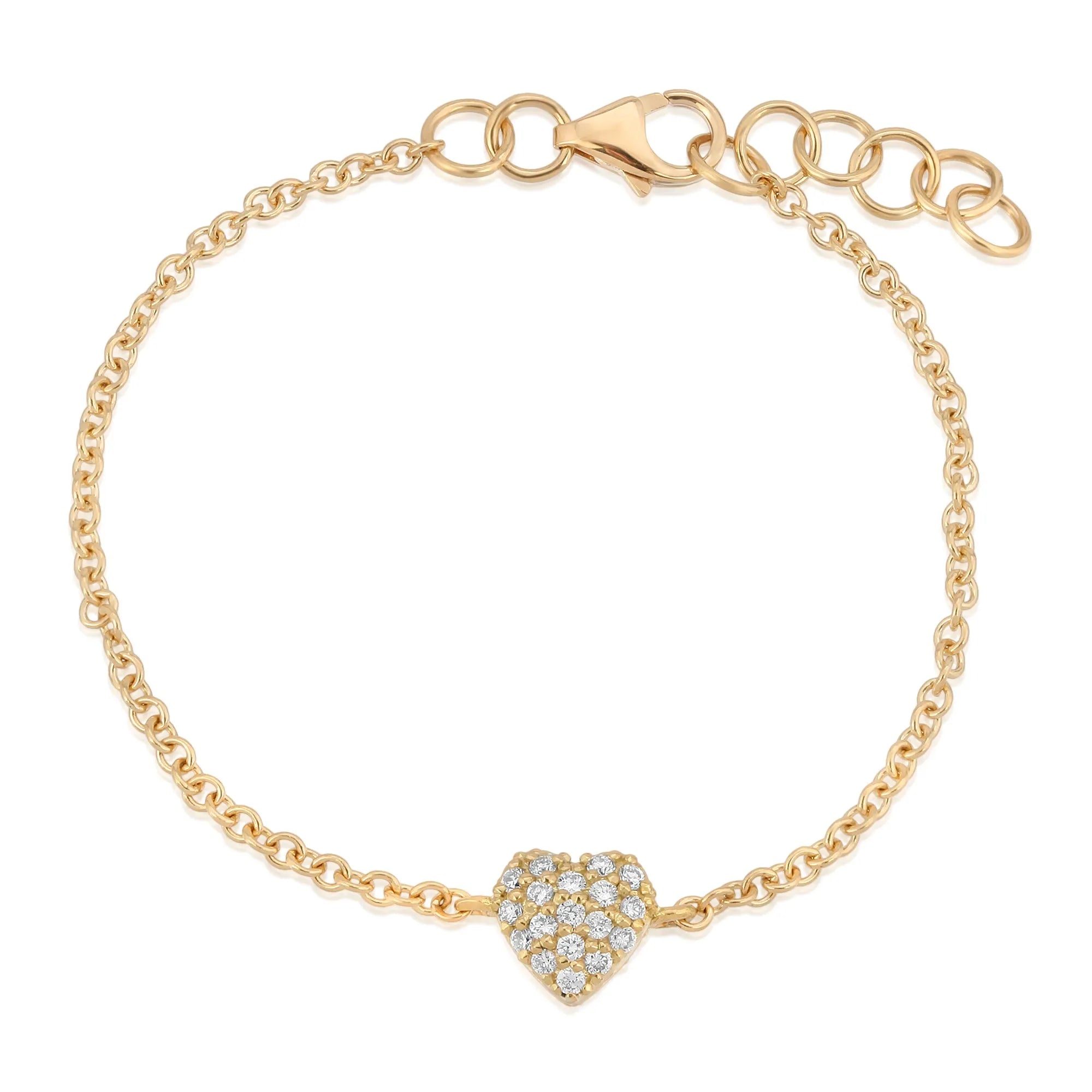 14k Gold Diamond Heart Bracelet (Baby/Child Size) - Main Image