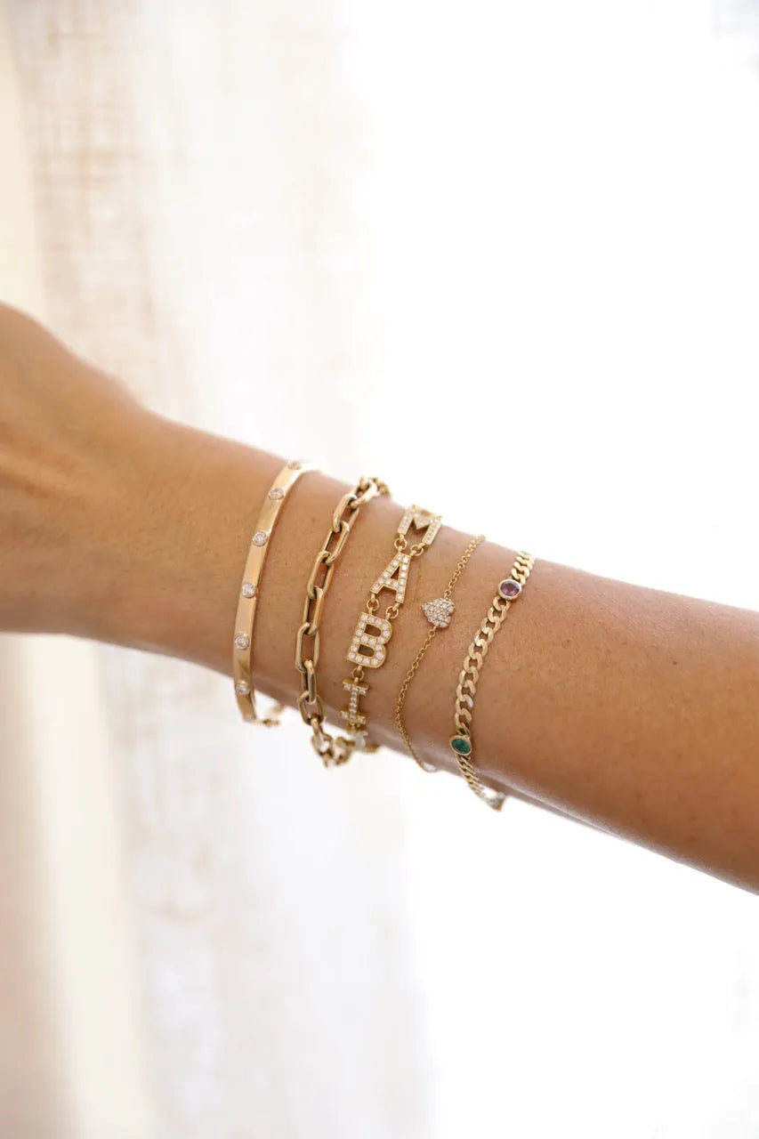 14k Gold Diamond Heart Bracelet (Mama/Adult Size) — Bracelets — Mama Bijoux fine jewelry