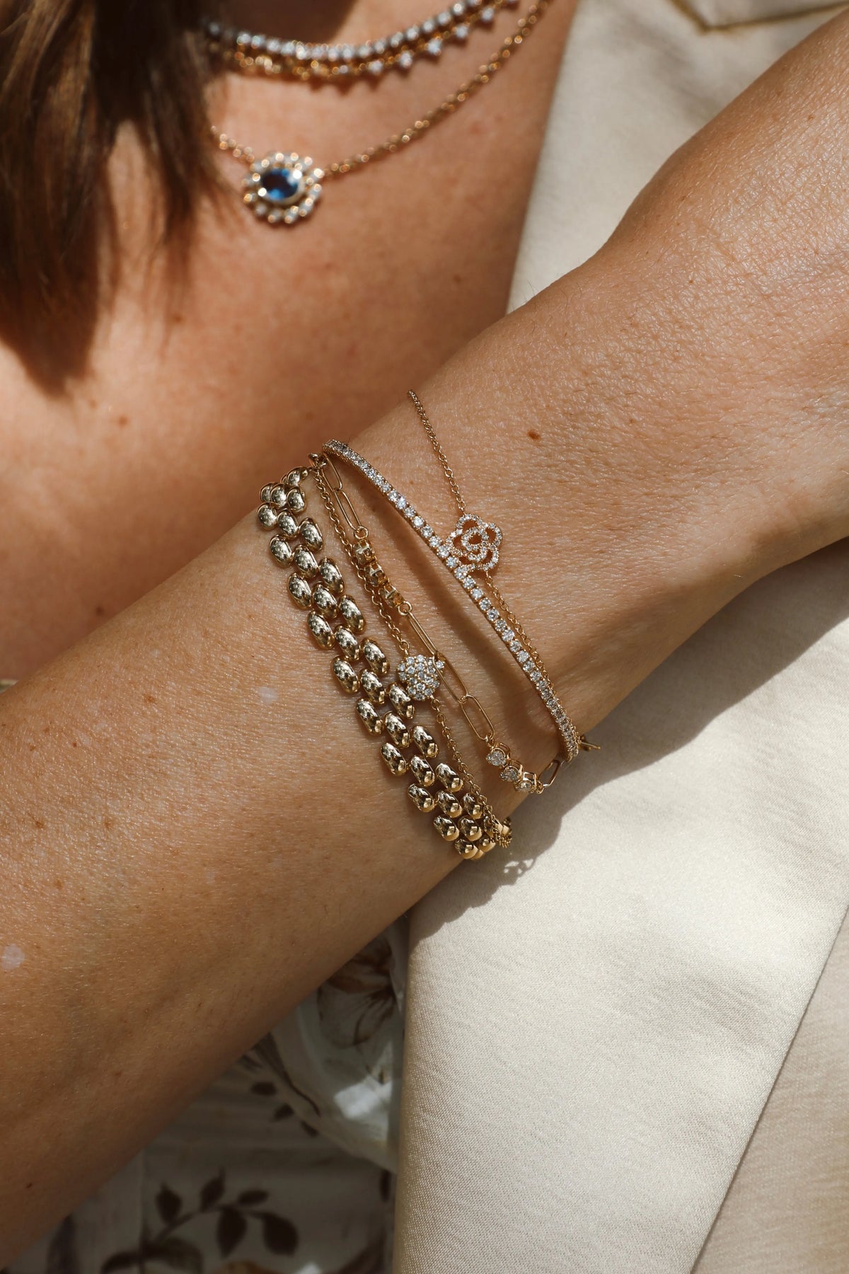 14k Gold Diamond Heart Bracelet (Mama/Adult Size) — Bracelets — Mama Bijoux fine jewelry