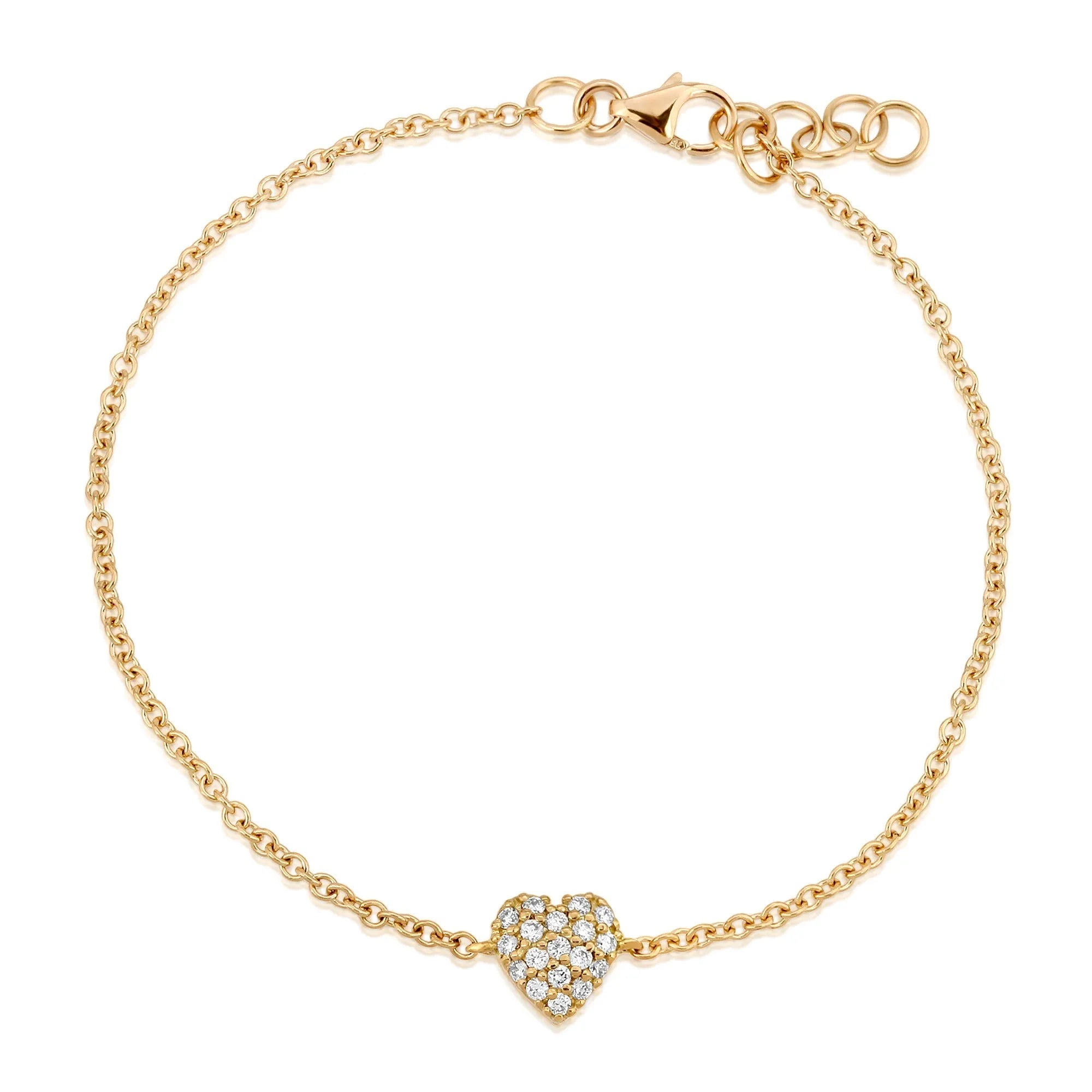 14k Gold Diamond Heart Bracelet (Mama/Adult Size) — Bracelets — Mama Bijoux fine jewelry