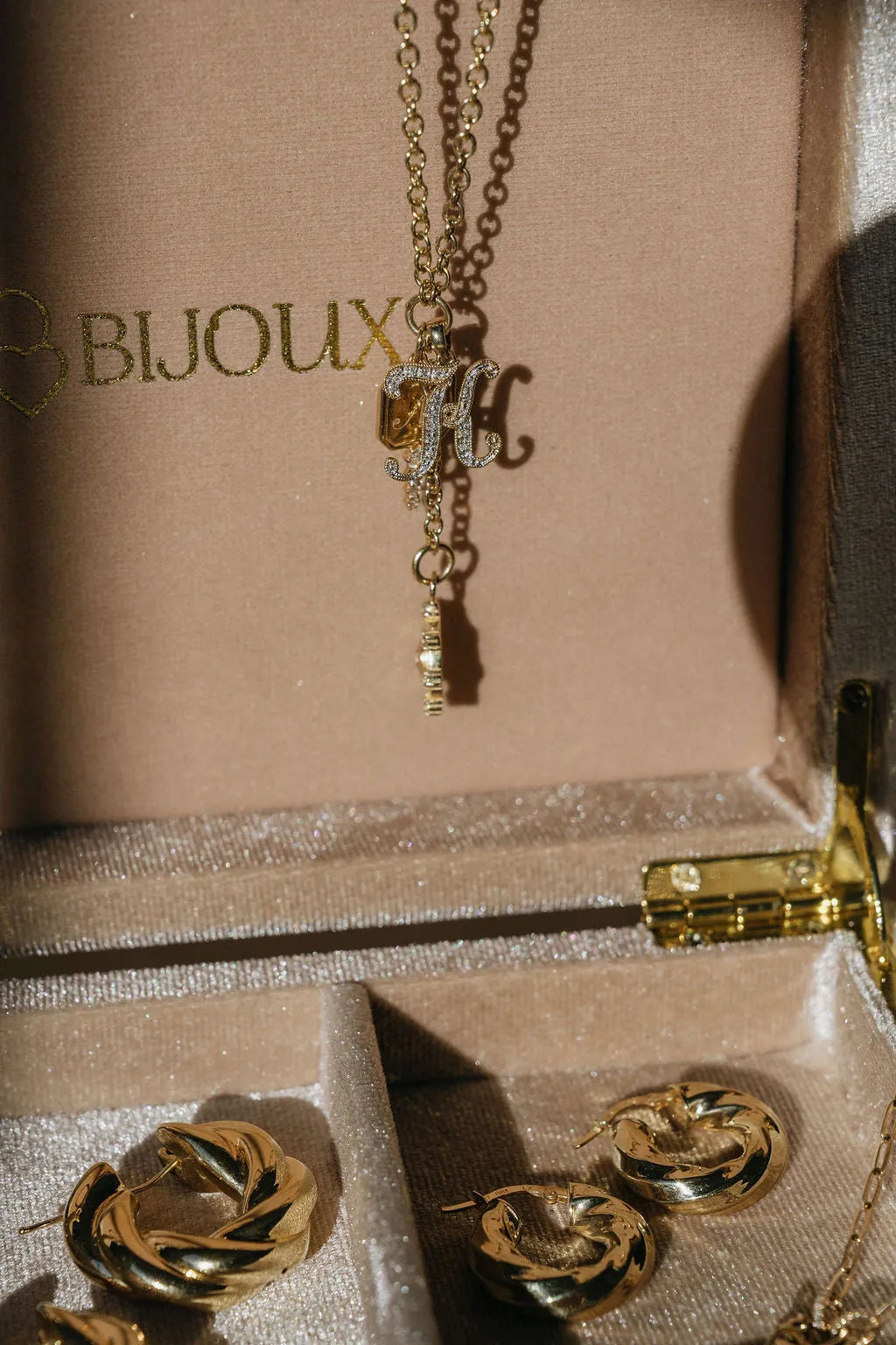 14k Gold Vintage Script Diamond Letter Charms — Charms & Pendants — Mama Bijoux fine jewelry