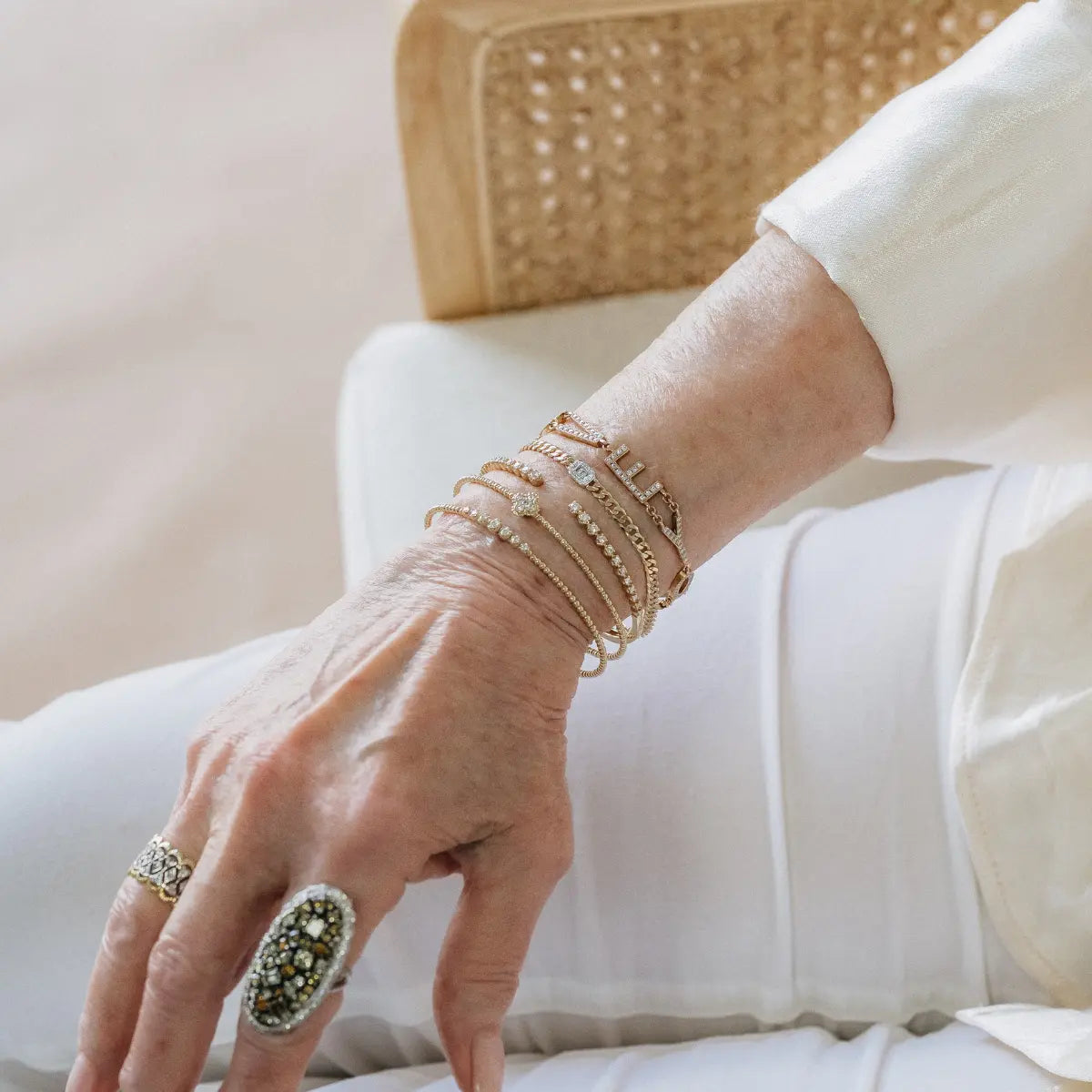 14k Gold Curb Chain & Emerald Diamond Illusion Bracelet natural diamonds Mama Bijoux Fine Jewelry