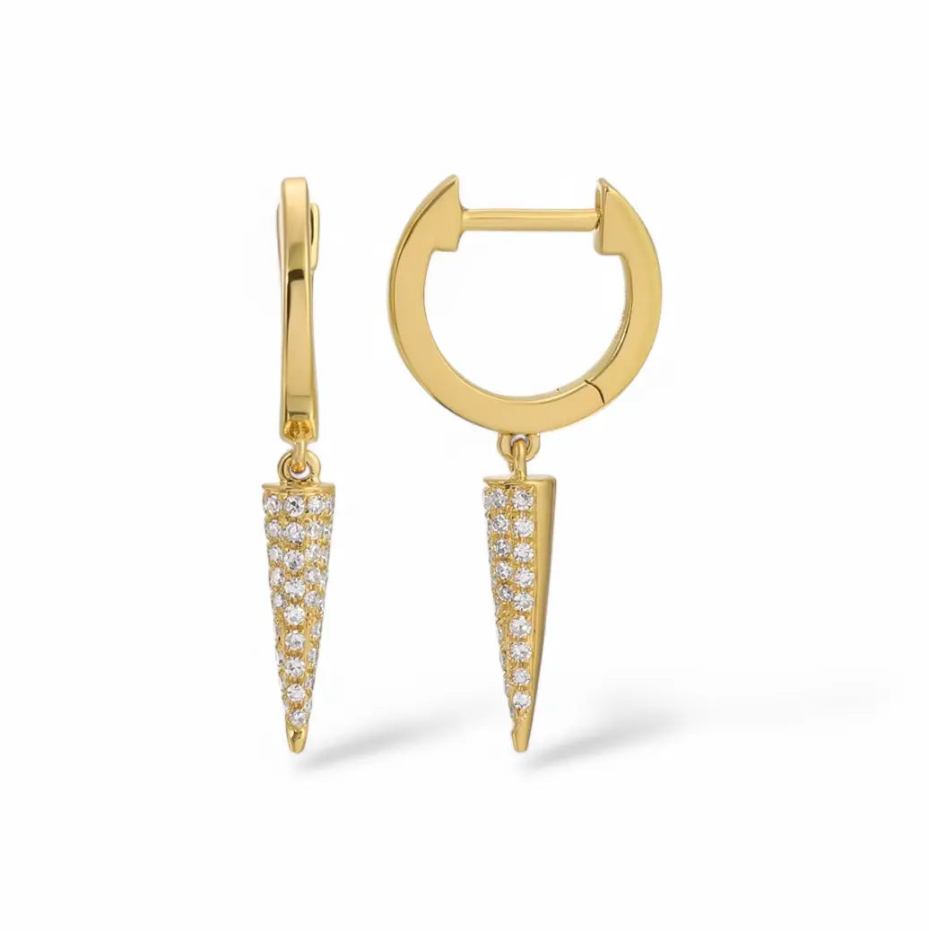 14k Gold Luxe Spiked Diamond Huggies 14k yellow gold natural diamonds Mama Bijoux Fine Jewelry