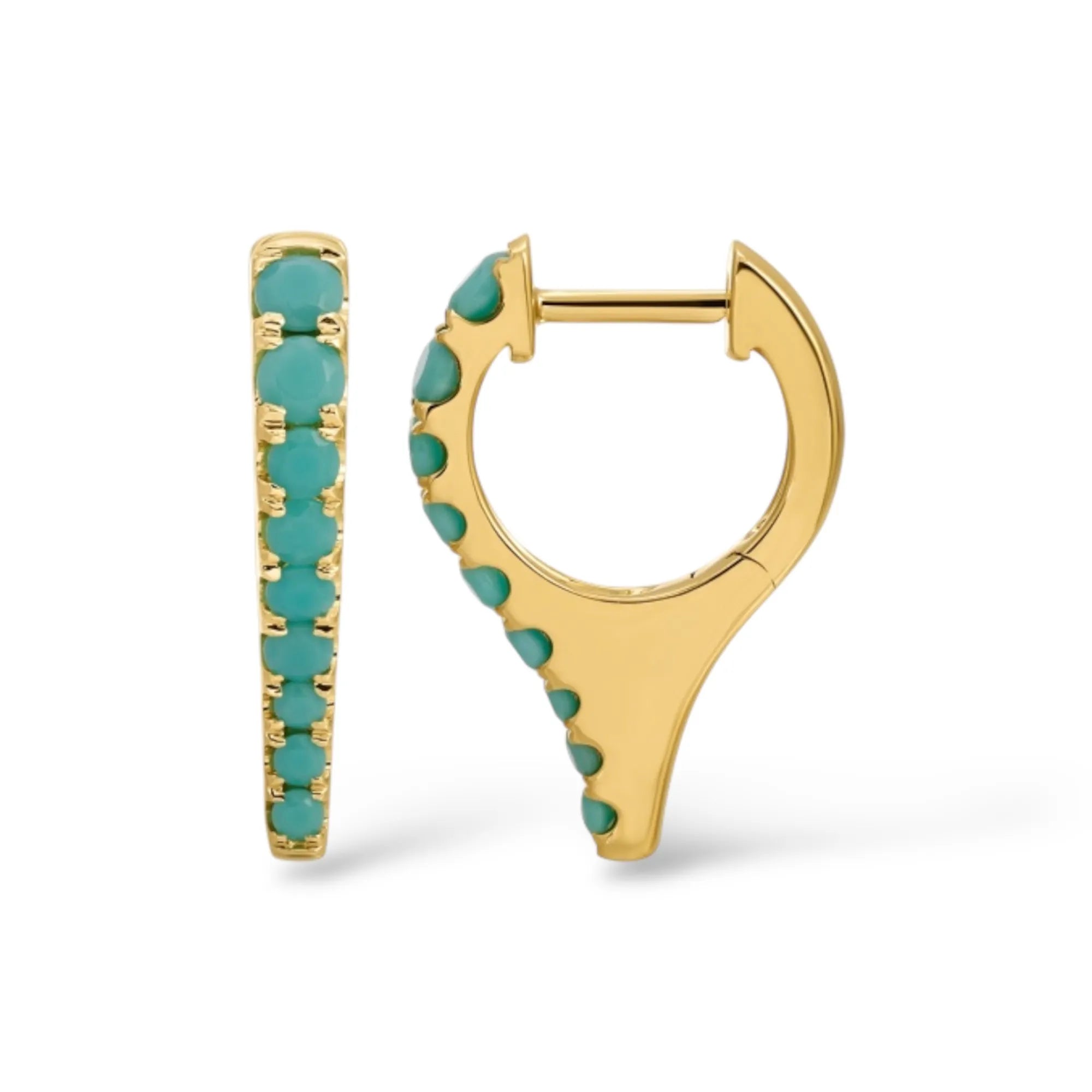 Mini Bijoux Dagger Turquoise Huggie Earrings-Mama Bijoux