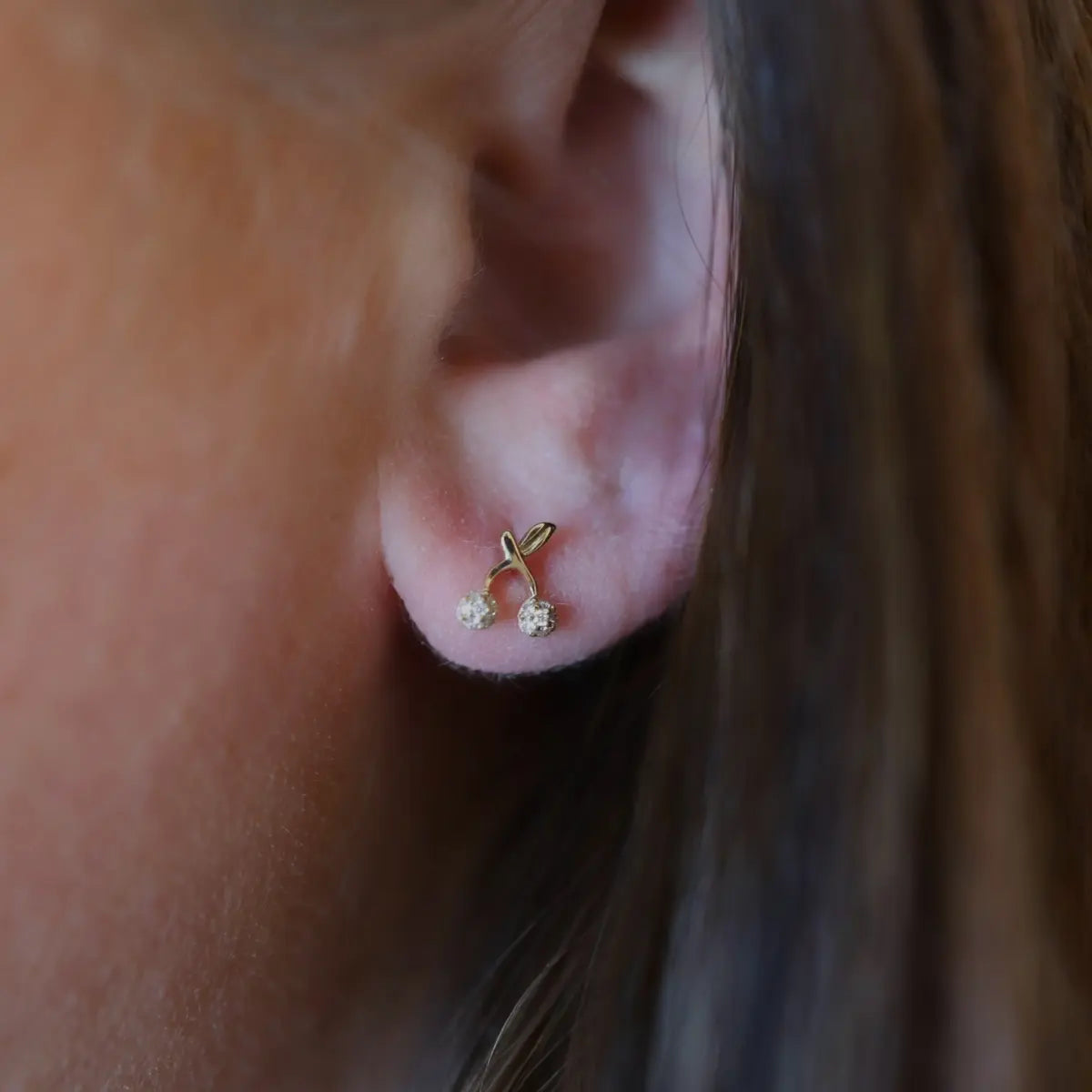 Pavé Diamond Cherry Studs-Earrings-Mama Bijoux