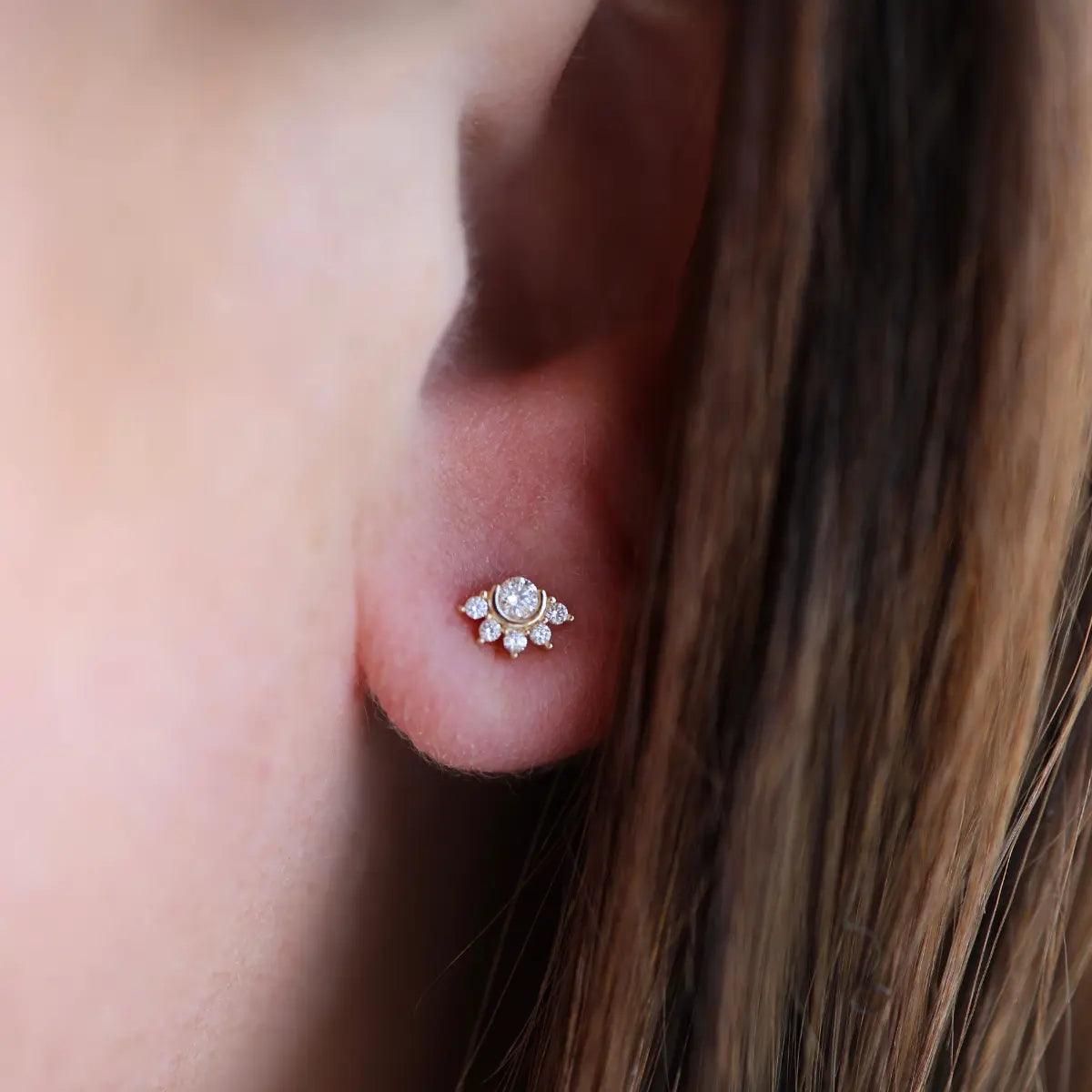 Sunrise Diamond Stud-Earrings-Mama Bijoux