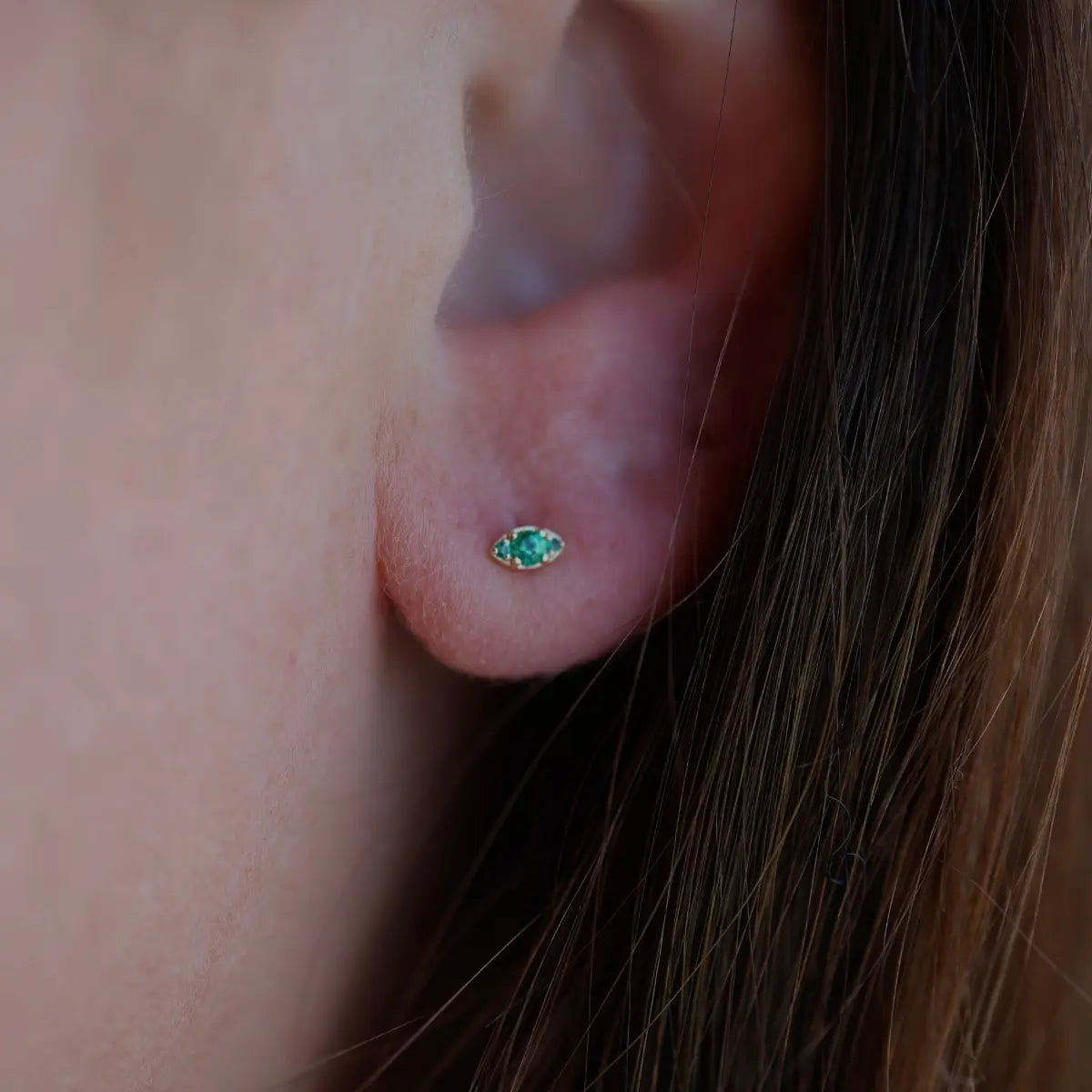 Emerald Illusion Marquise Stud-Earrings-Mama Bijoux