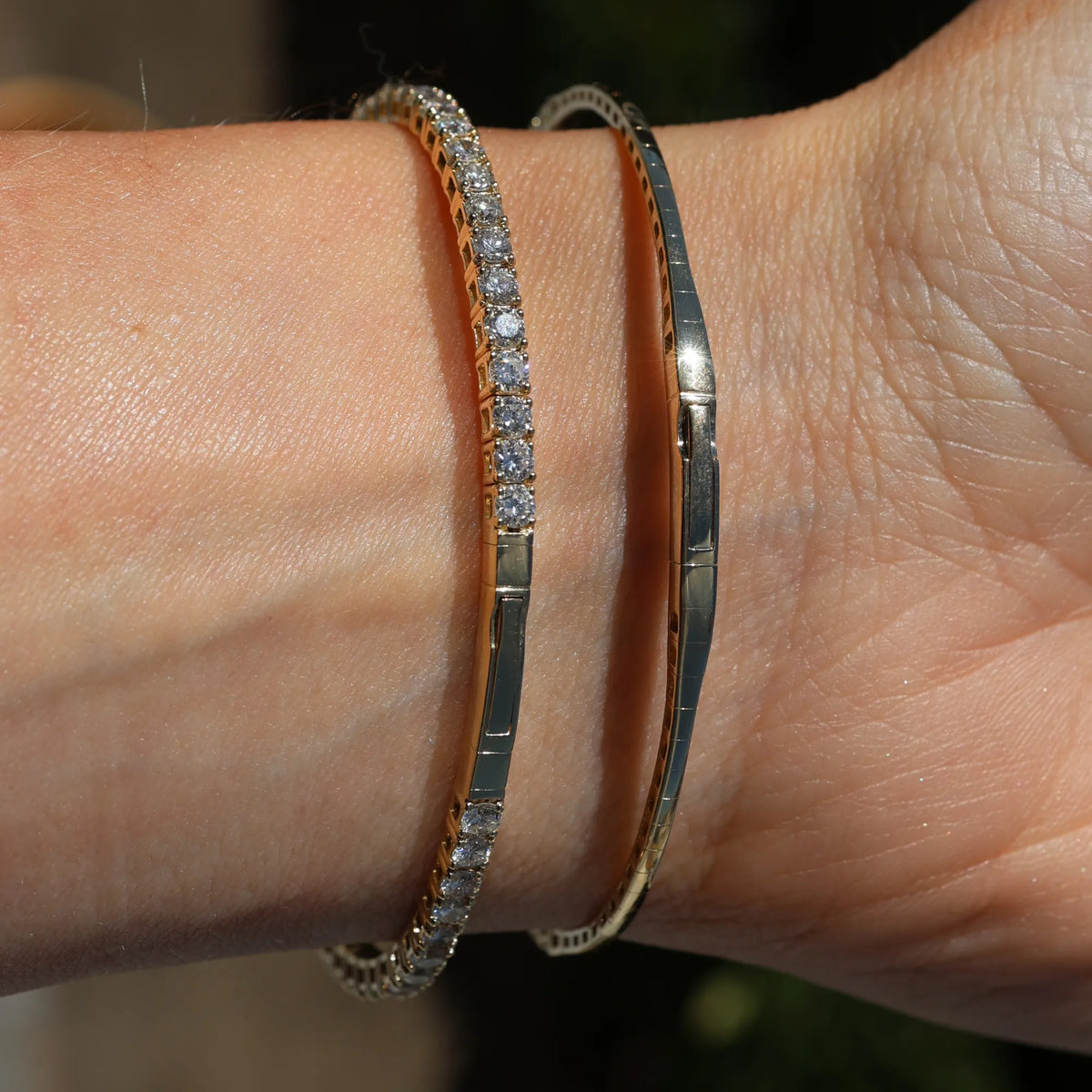 Classic 4 Prong Setting Diamond Flexible Tennis Bangle - ShopMamaBijoux
