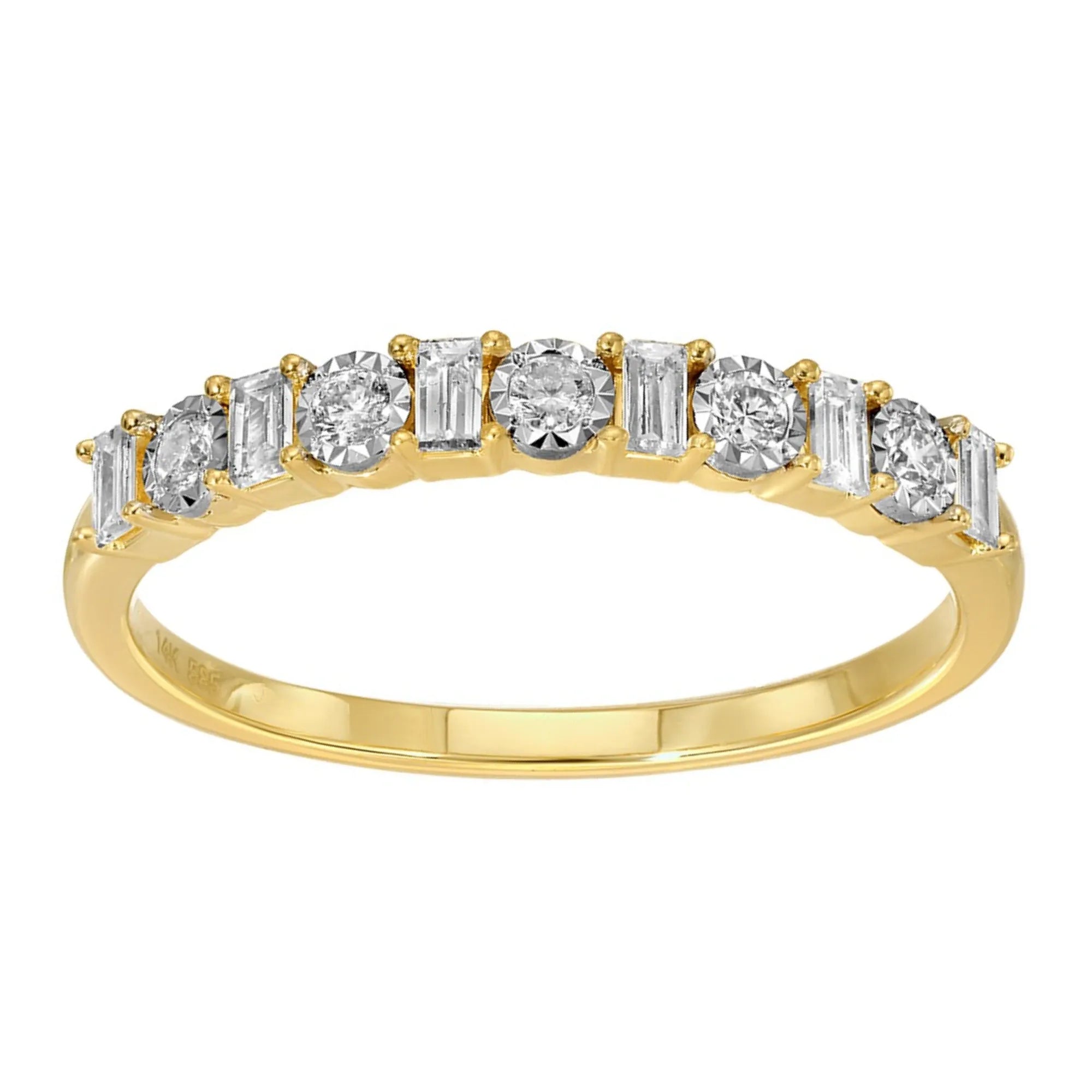 Round and Baguette Georgian Set Stacking Band-Rings-Mama Bijoux