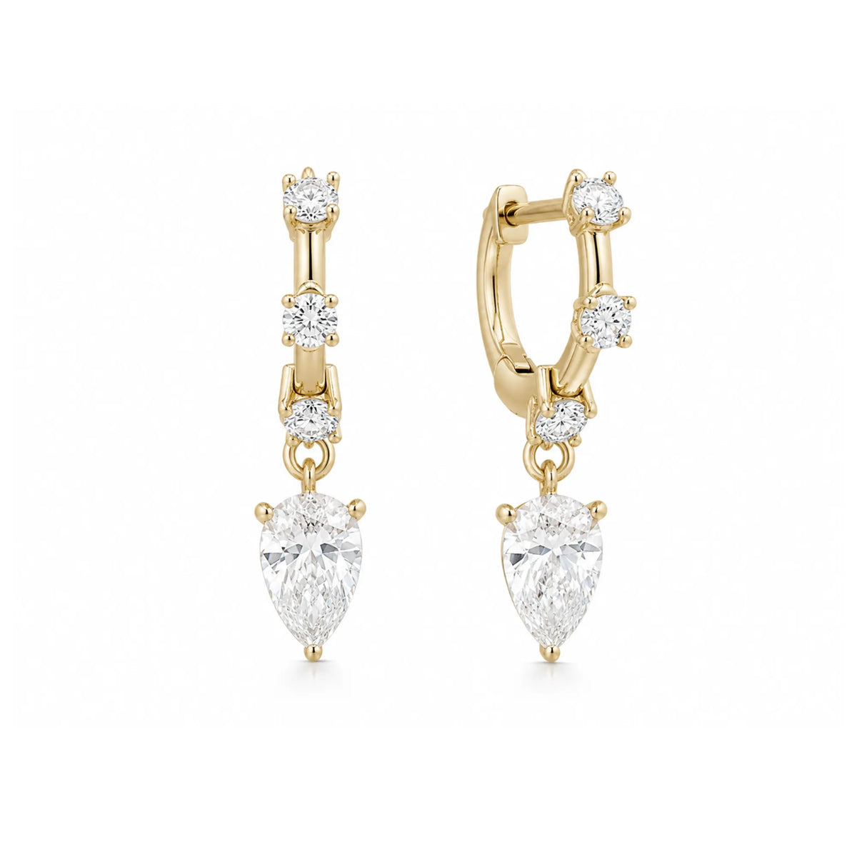 Mini Diamond Pear Drop Huggies-Earrings-Mama Bijoux