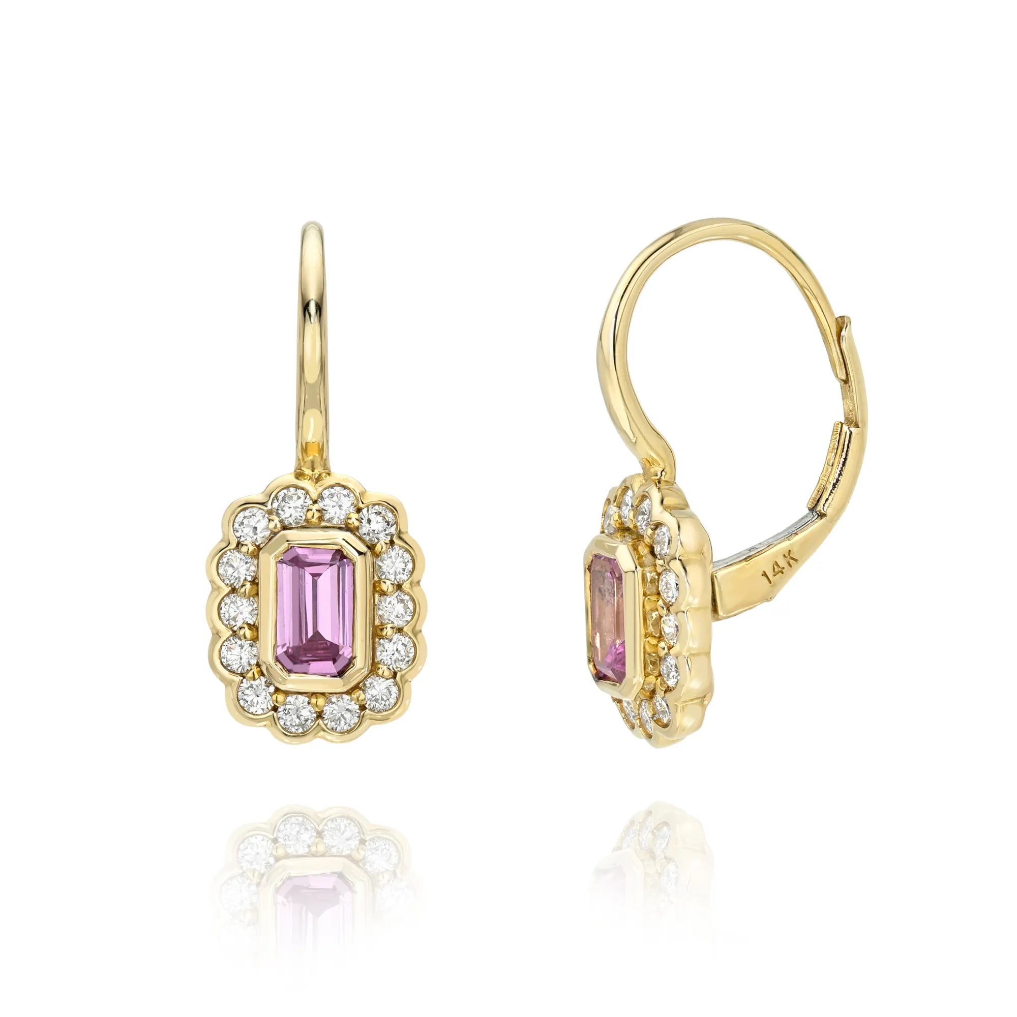 Pink Sapphire and Diamond Petal Drop Earring-Earrings-Mama Bijoux