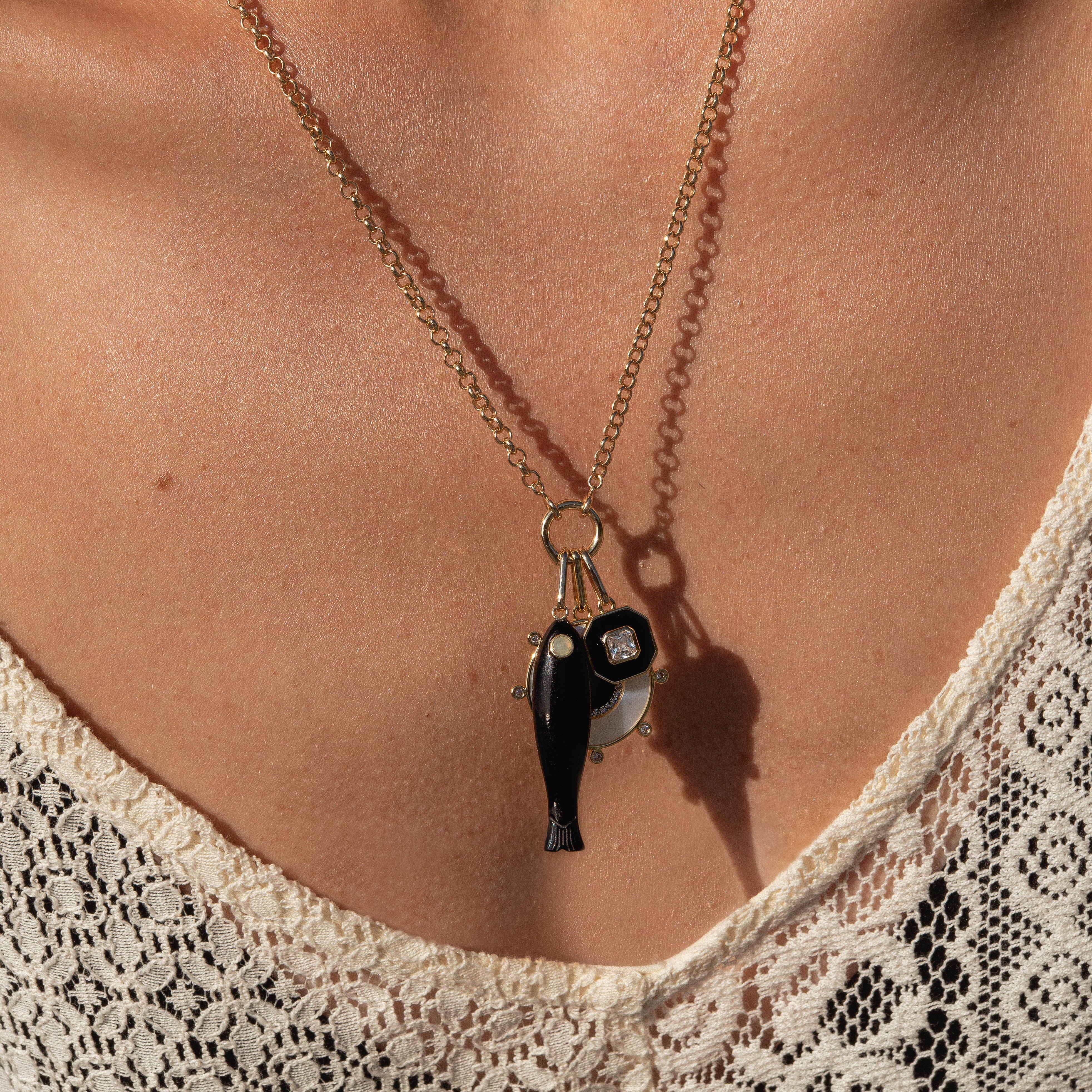 Fortuna Onyx Charm-Mama Bijoux