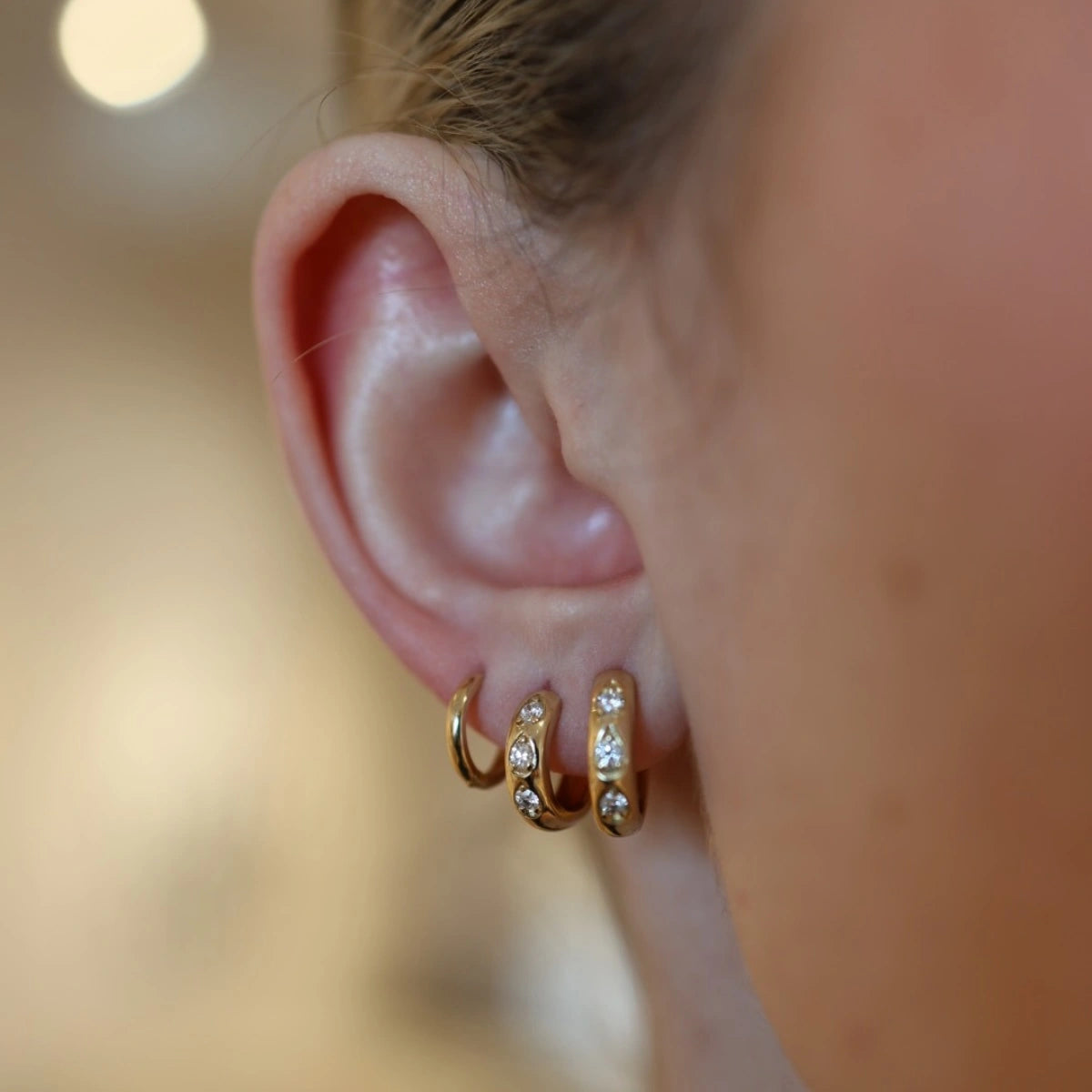 Solid Gold Huggies-Earrings-Mama Bijoux