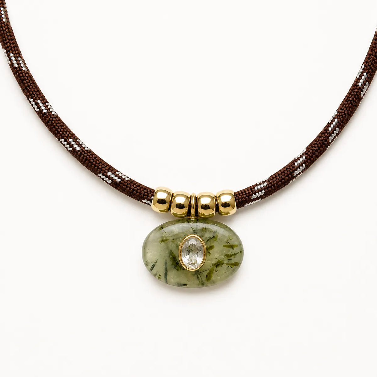 Prehnite & White Topaz Rope Necklace-Necklaces-Mama Bijoux
