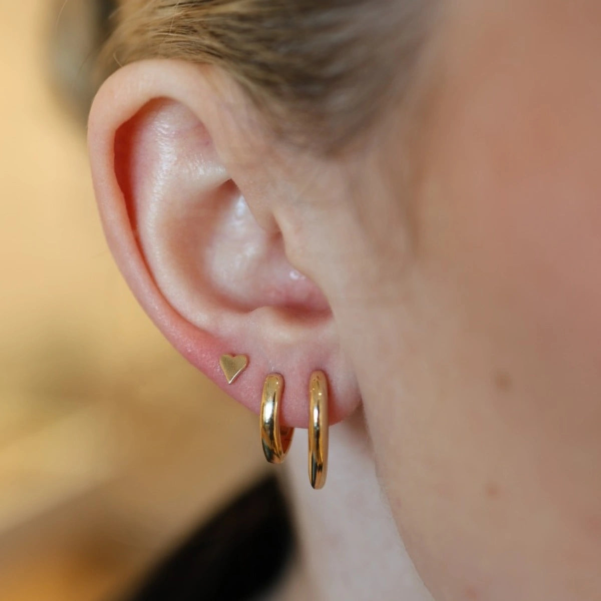 14k Gold Mini Bijoux Heart Studs-Earrings-Mama Bijoux