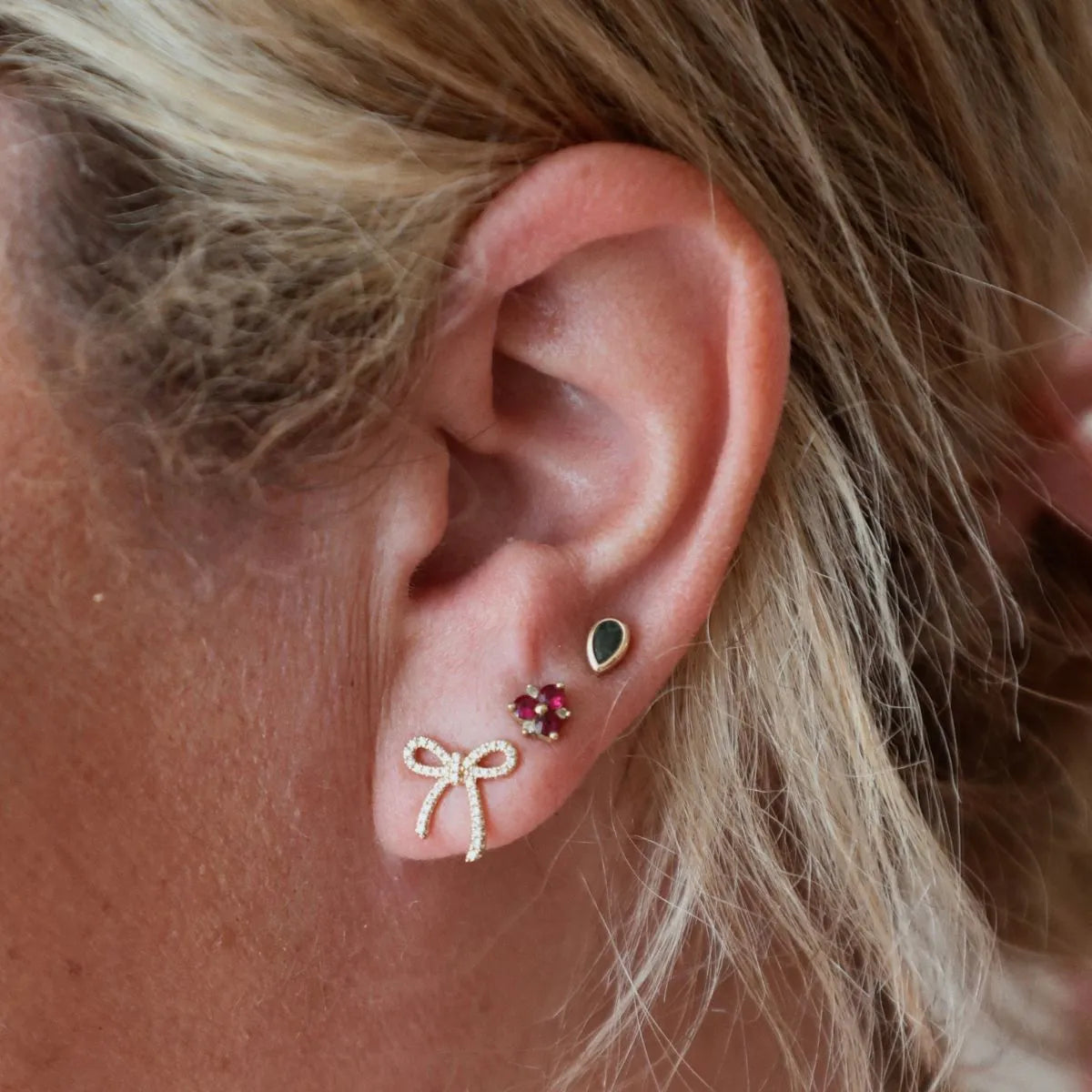 Diamond Bow Studs-Earrings-Mama Bijoux