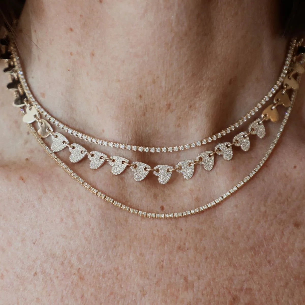 Mini Crown Set Diamond Tennis Necklace-Necklaces-Mama Bijoux