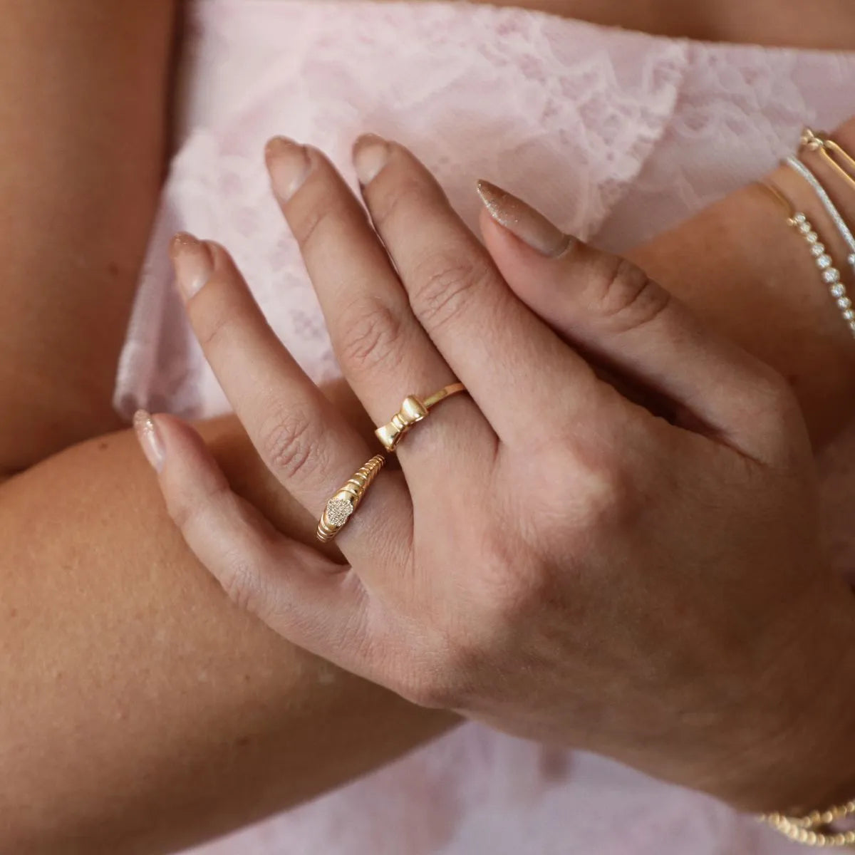 Gold Bow Ring-Rings-Mama Bijoux