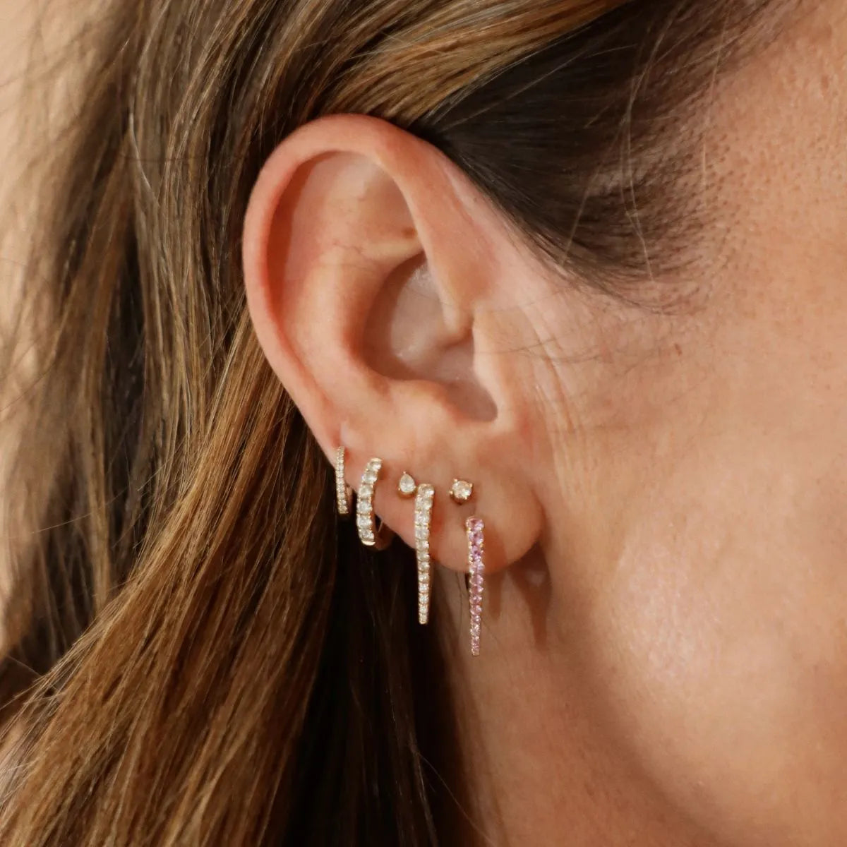 Bijoux Bijoux Grande Diamond Huggie-Earrings-Mama Bijoux