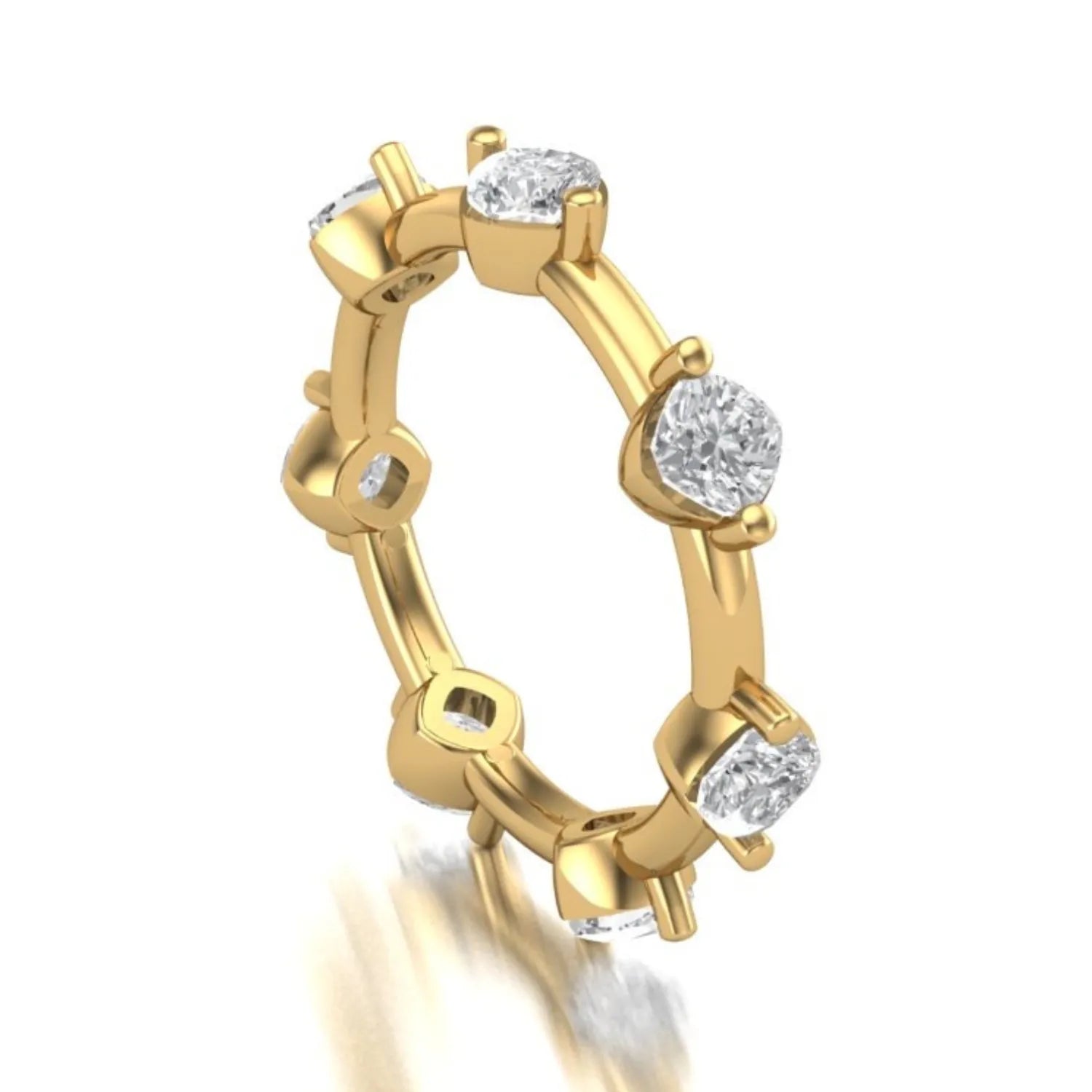 Asscher Cut Diamond Station Ring 1