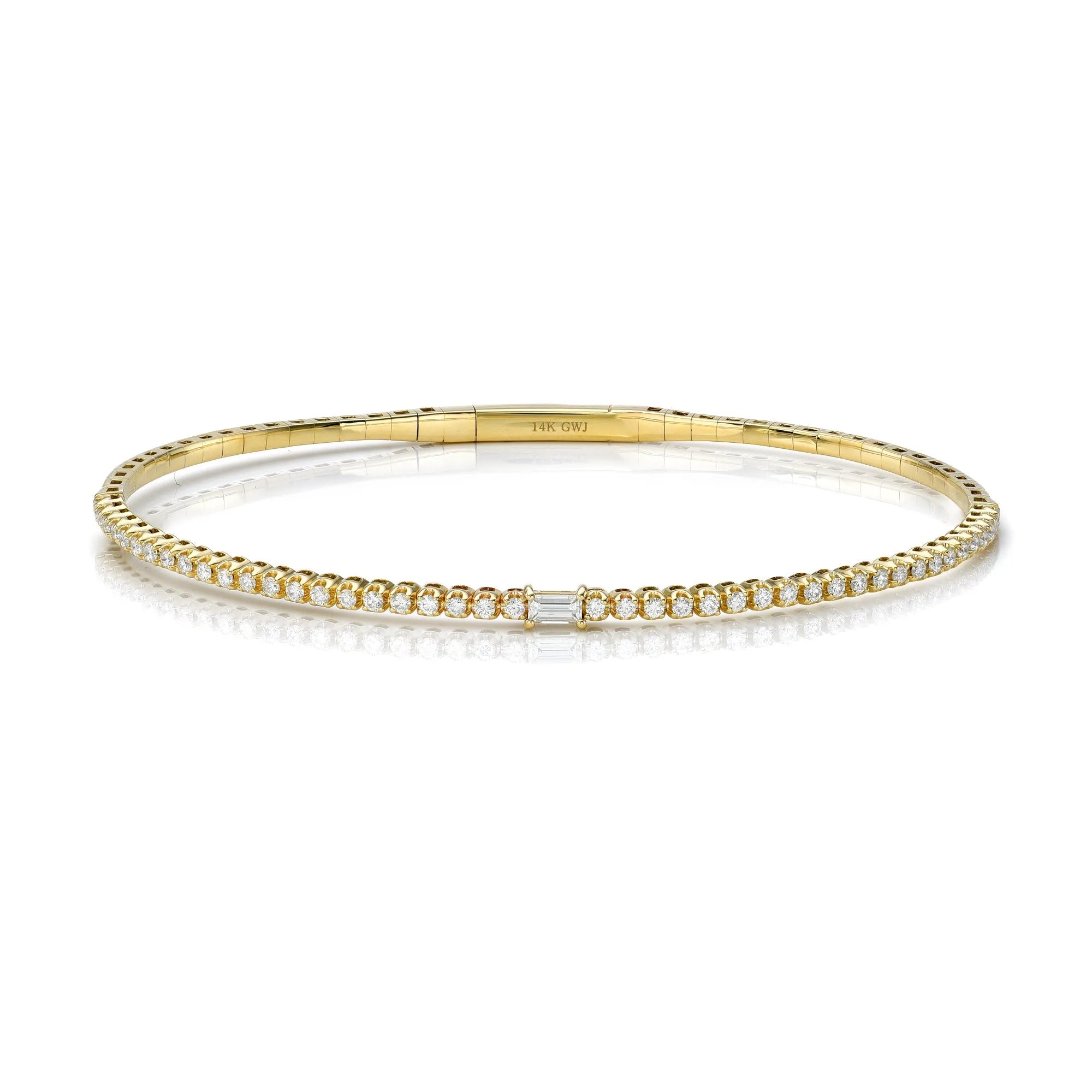 Baguette and Round Diamond Flexible Bangle — Bracelets — Mama Bijoux fine jewelry