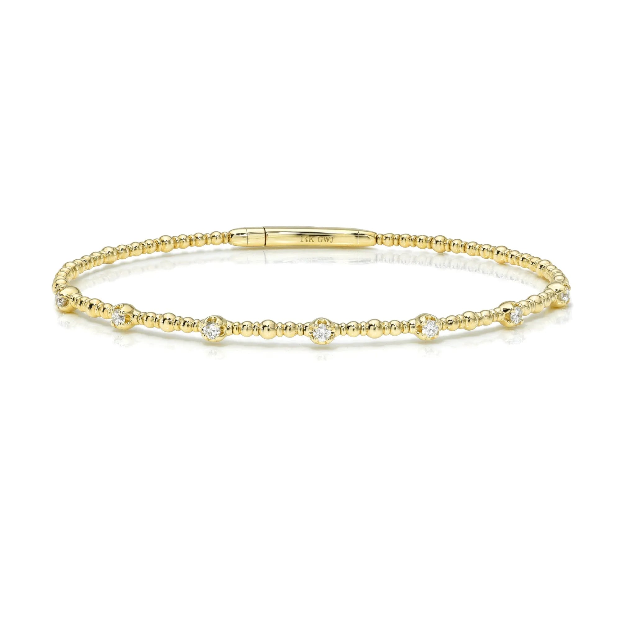 Beaded Diamond Station Flexible Bangle — Bracelets — Mama Bijoux fine jewelry