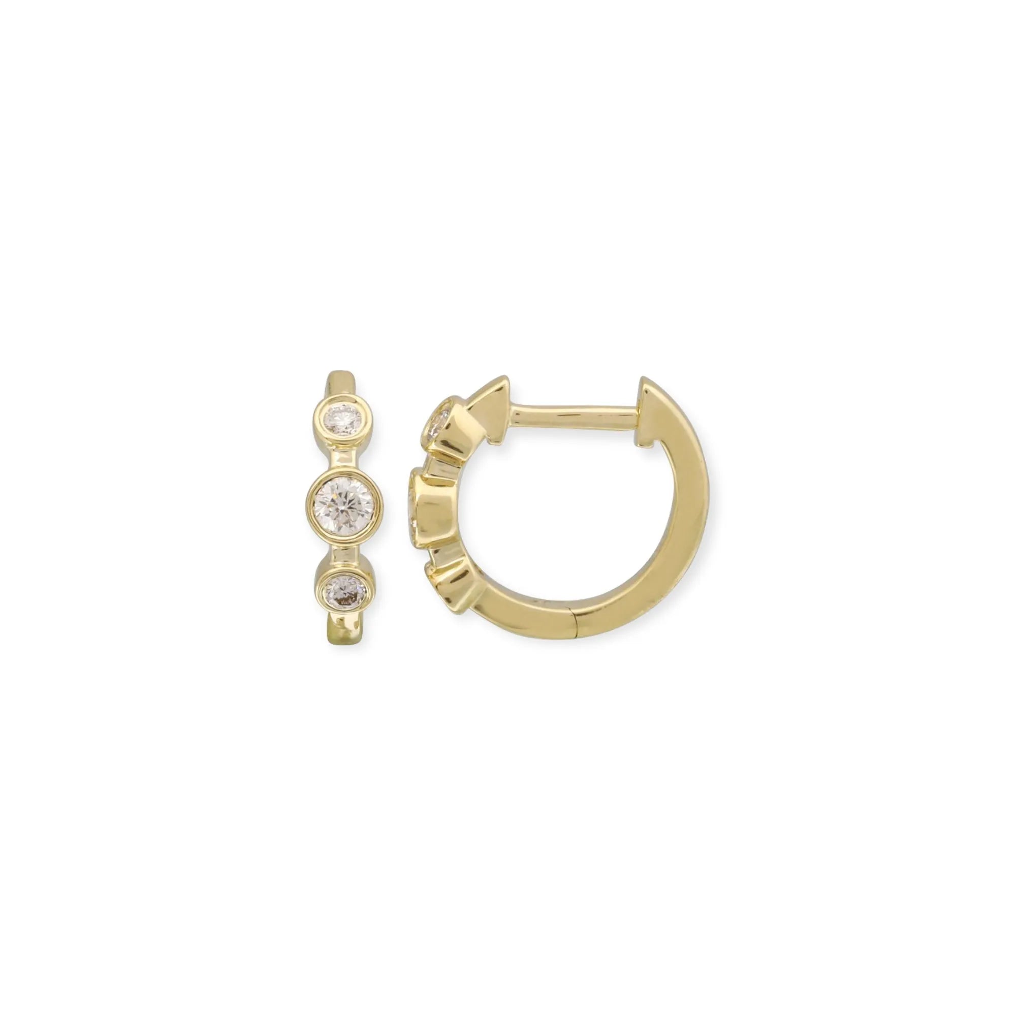 Bezel Diamond Huggies — Earrings — Mama Bijoux fine jewelry