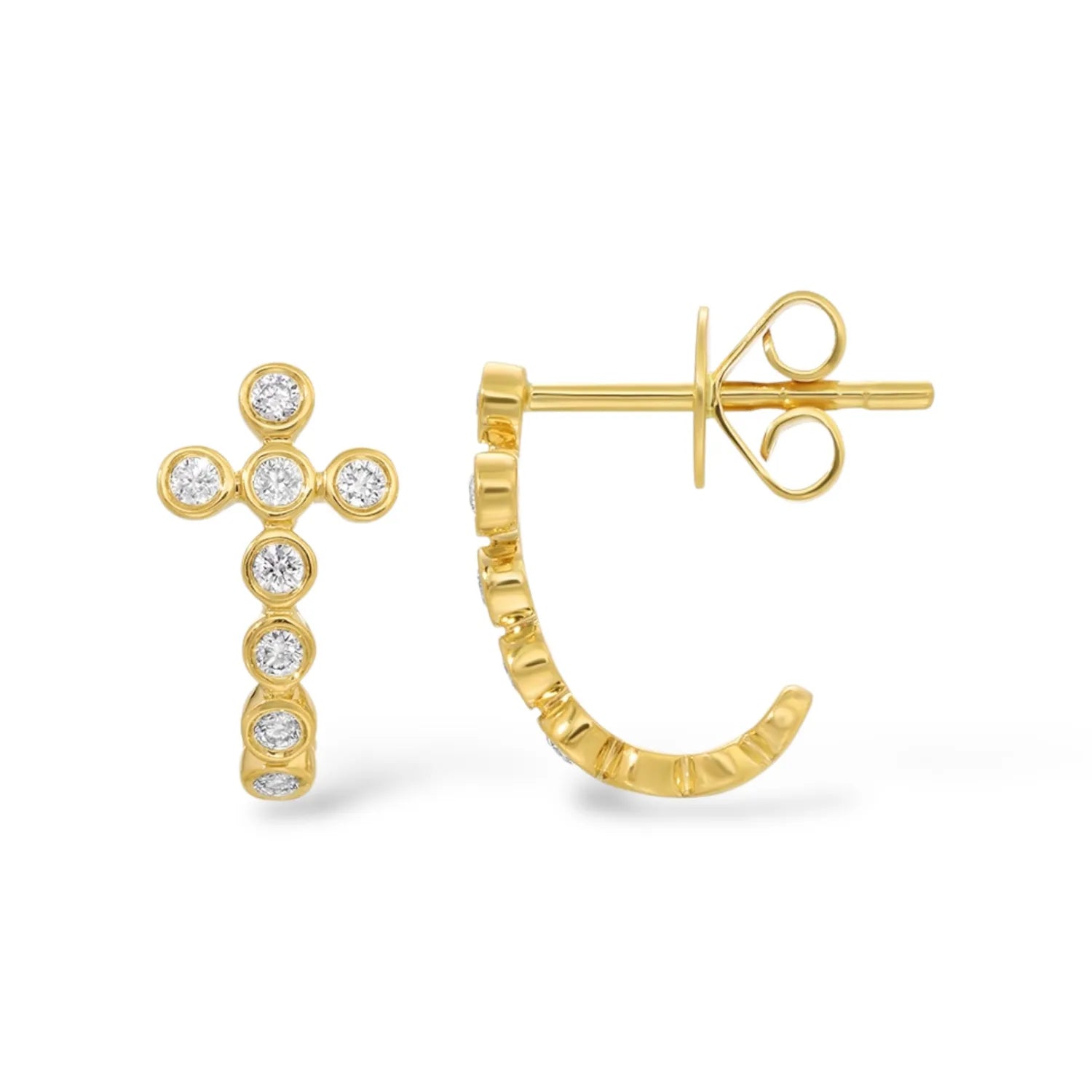 Bezel Diamond Cross Half Hoop