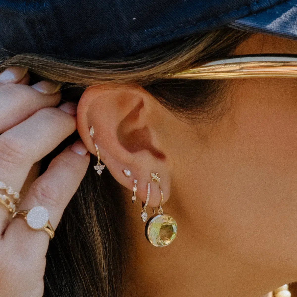 Bezeled Gemstone Drop Earrings Mama Bijoux Fine Jewelry 14k yellow gold natural gemstones