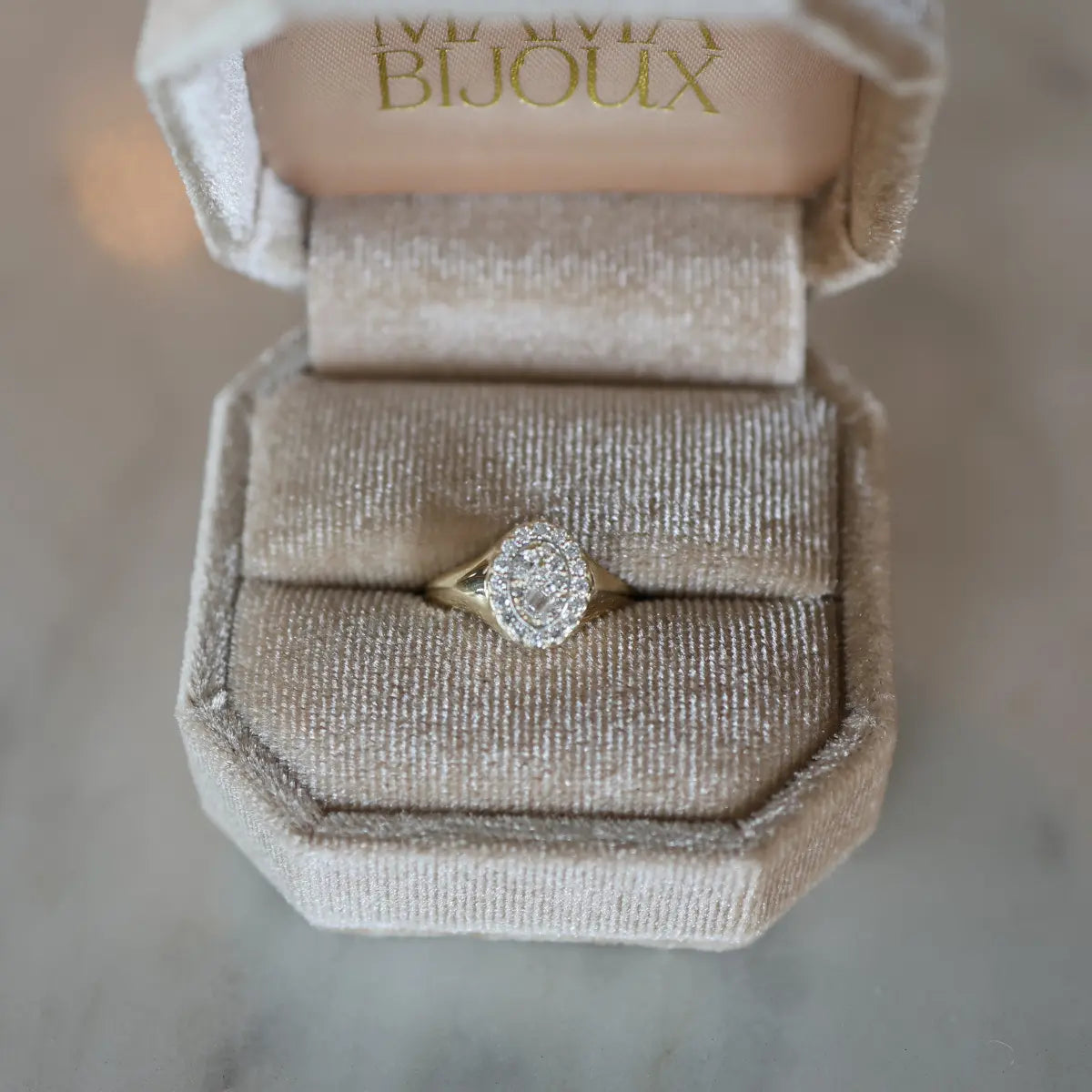 Bijoux's Box of Chocolates Multi-Shaped Diamond Signet Ring Mama Bijoux Fine Jewelry Natural Diamonds 14k yellow gold