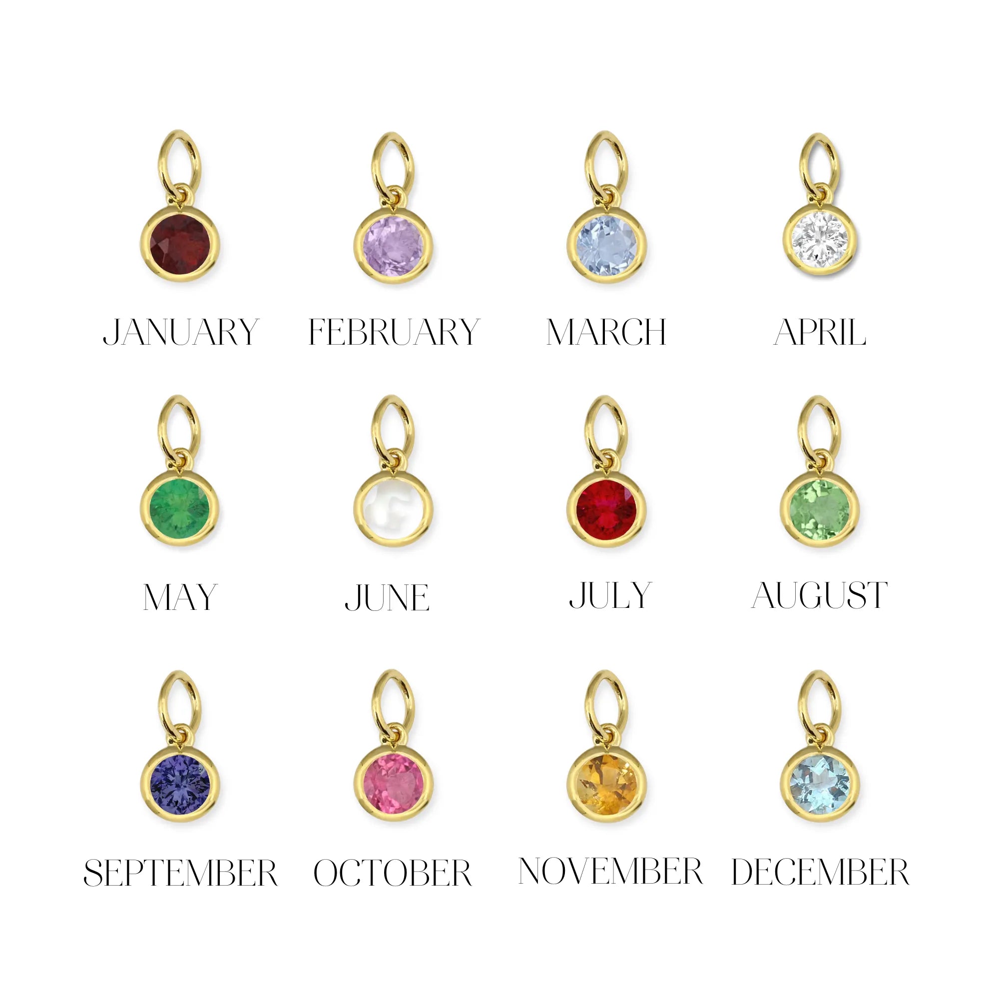 Birthstone Charms Bezel Setting