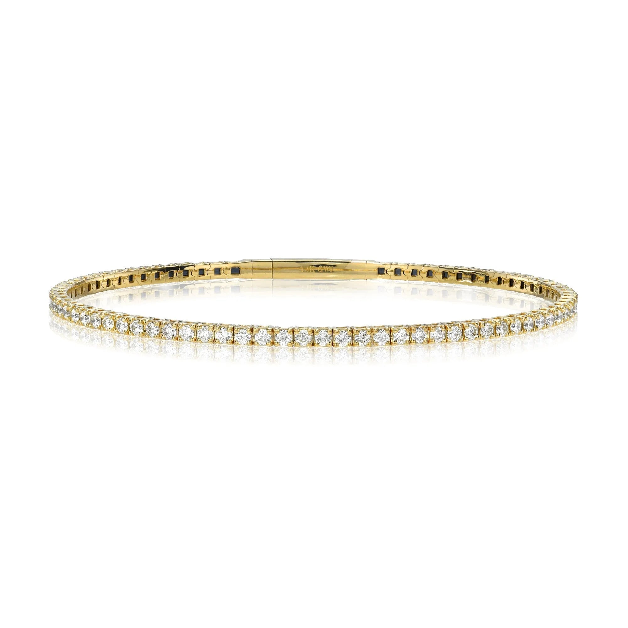 Classic 4 Prong Setting Diamond Flexible Tennis Bangle — Bracelets — Mama Bijoux fine jewelry