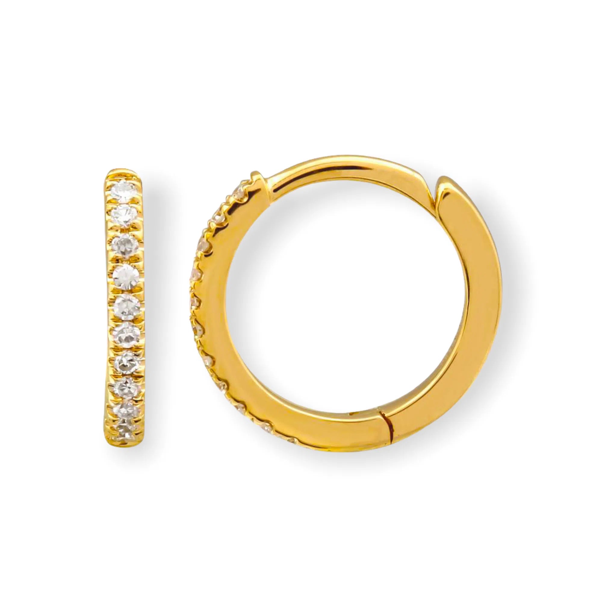 Classic Mini Continuous Diamond Huggies (10mm) — Earrings — Mama Bijoux fine jewelry