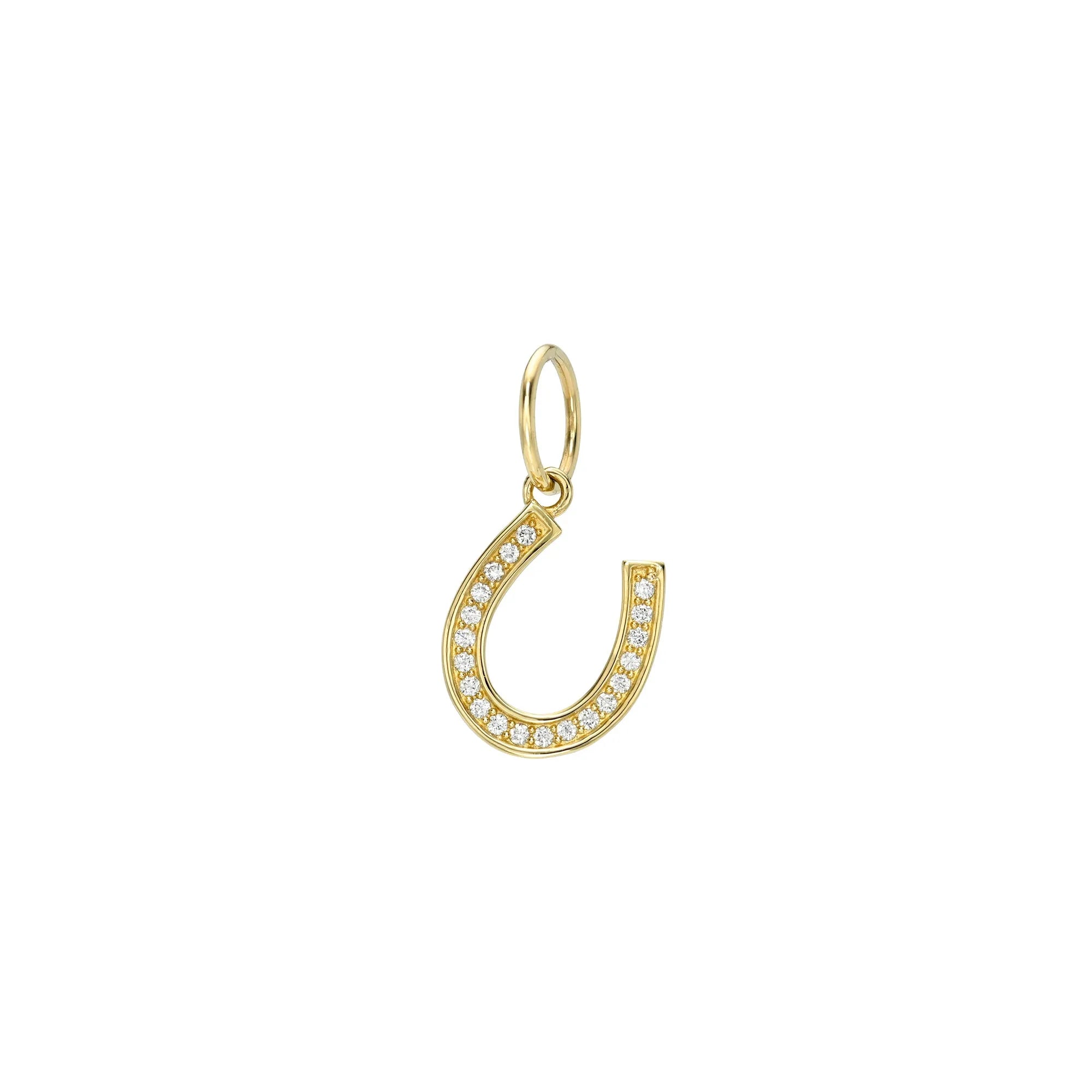 Classic Diamond Horseshoe Charm-Charms & Pendants-Mama Bijoux