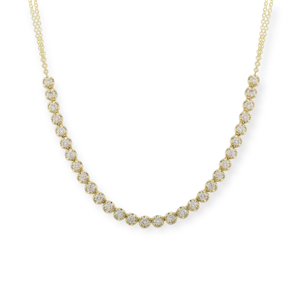 Cupcake Diamond & Chain Half Tennis Necklace