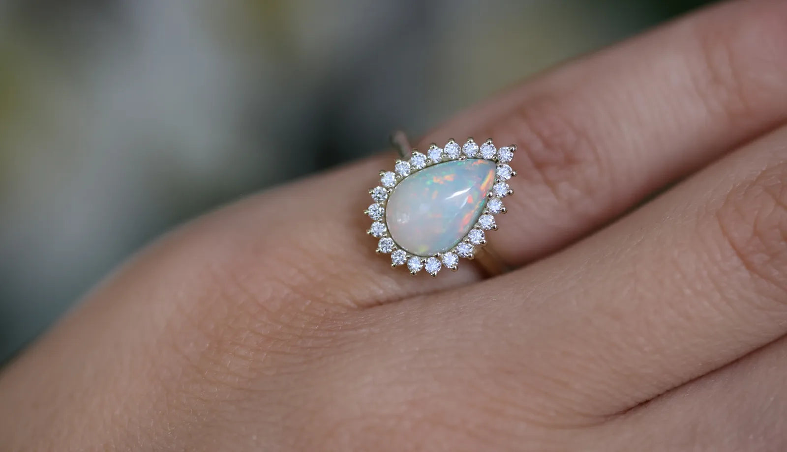 Custom Banner opal petals ring