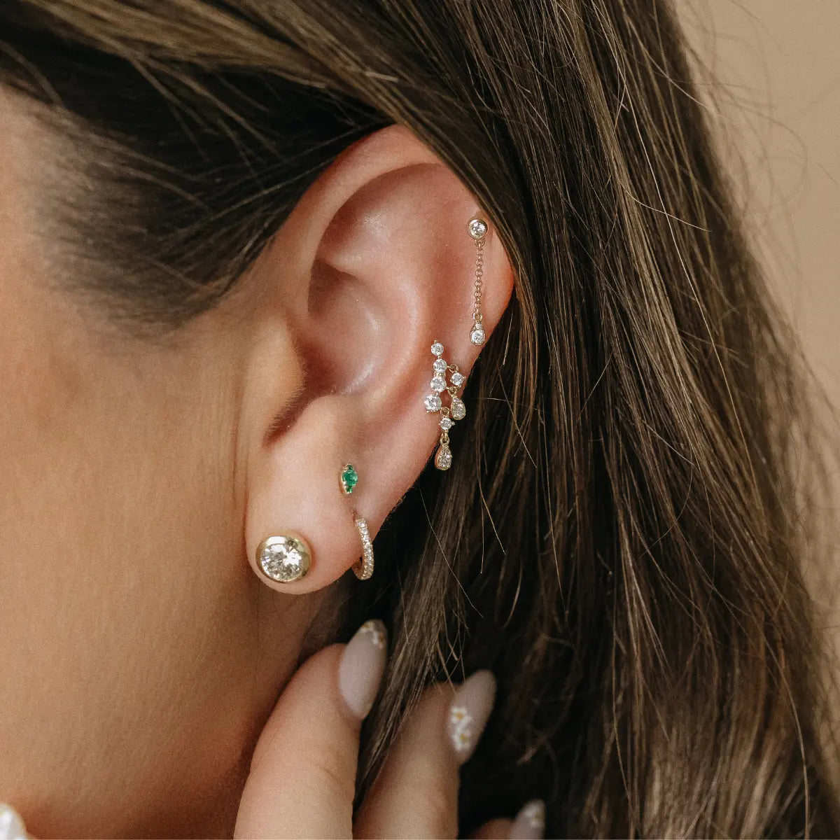 Custom Setting Pillow Bezel Studs 14k yellow gold, mama bijoux fine jewelry, bezel set diamonds