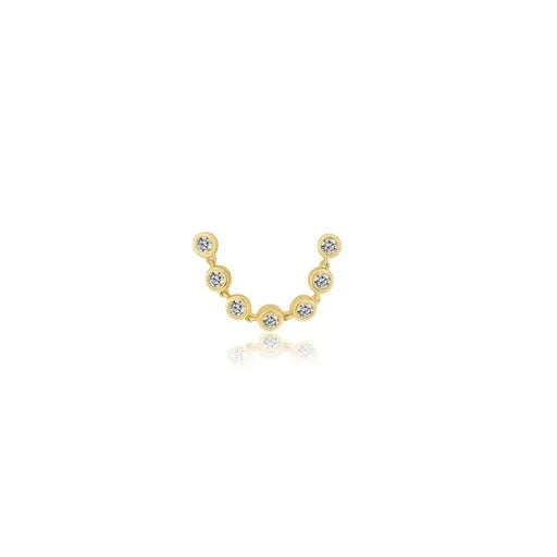 Diamond Bezel Double Piercing Chain Studs (Sold as Singles) — Earrings — Mama Bijoux fine jewelry