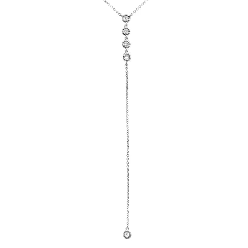 Diamond Bezel Lariat Necklace — Necklaces — Mama Bijoux fine jewelry