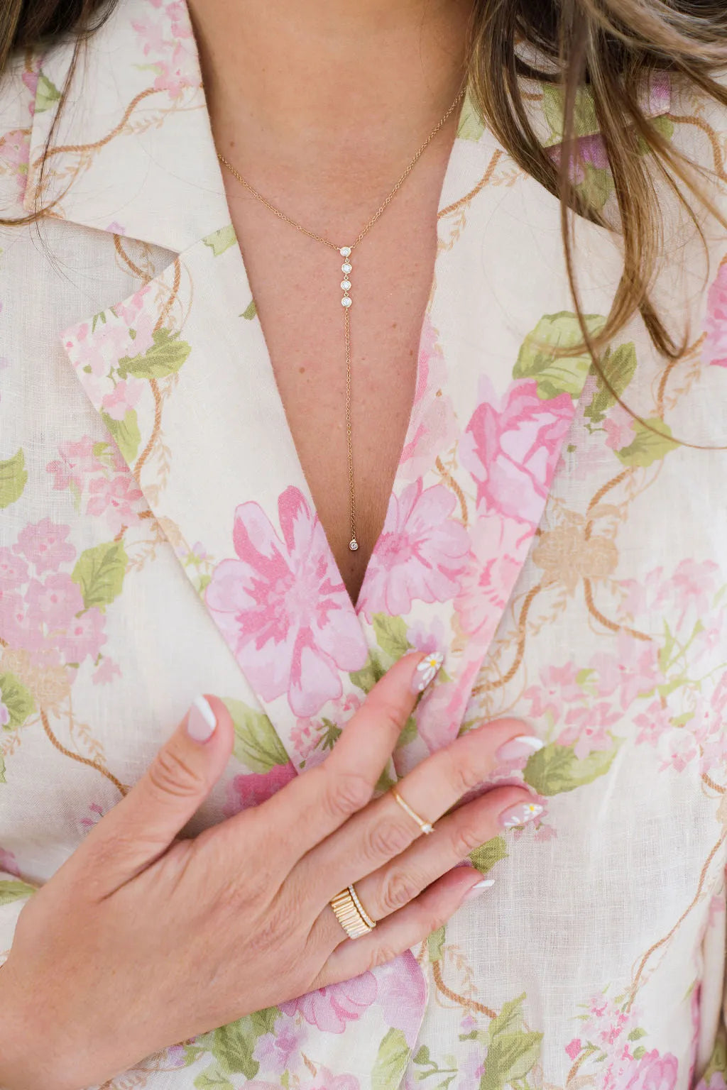 Diamond Bezel Lariat Necklace — Necklaces — Mama Bijoux fine jewelry