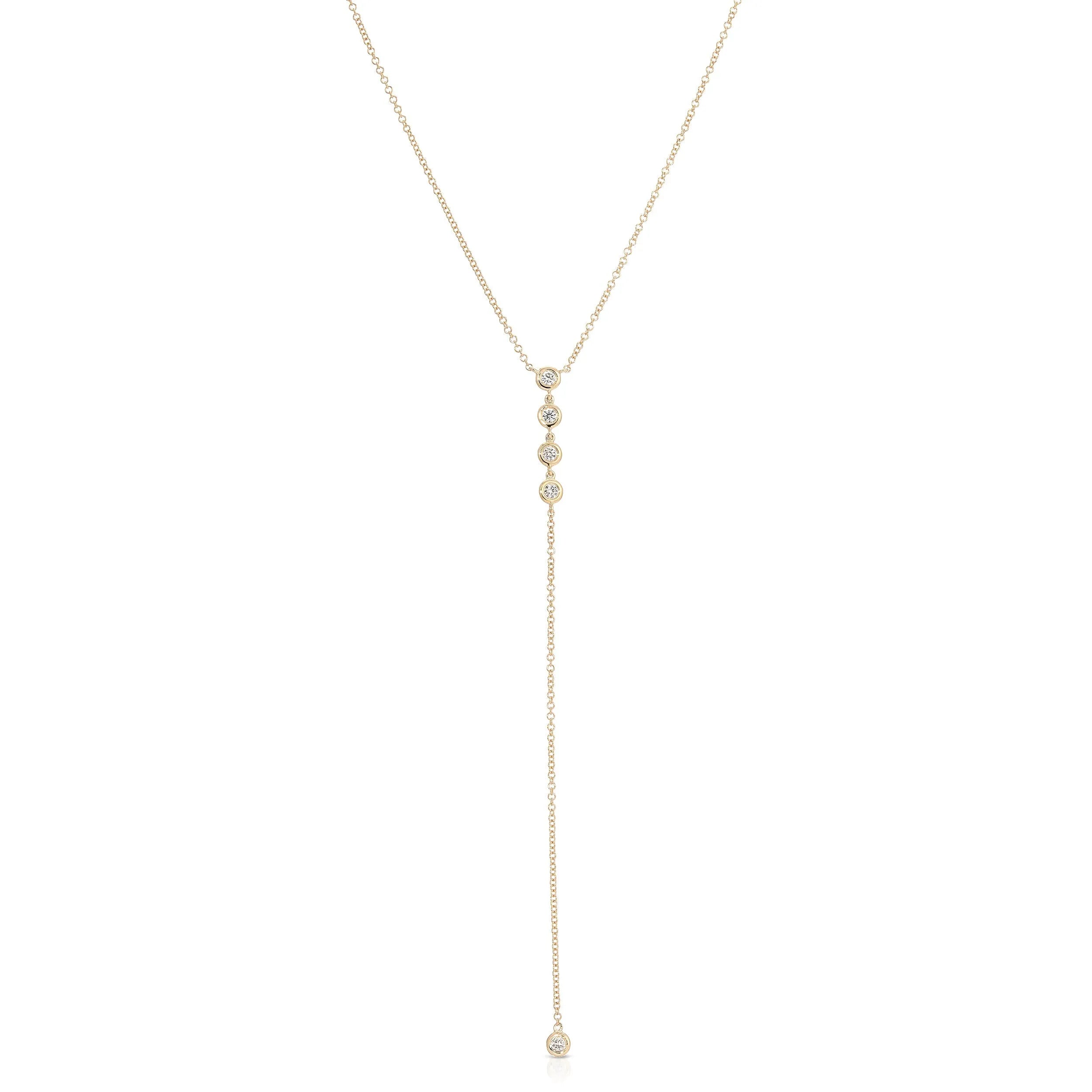 Diamond Bezel Lariat Necklace — Necklaces — Mama Bijoux fine jewelry