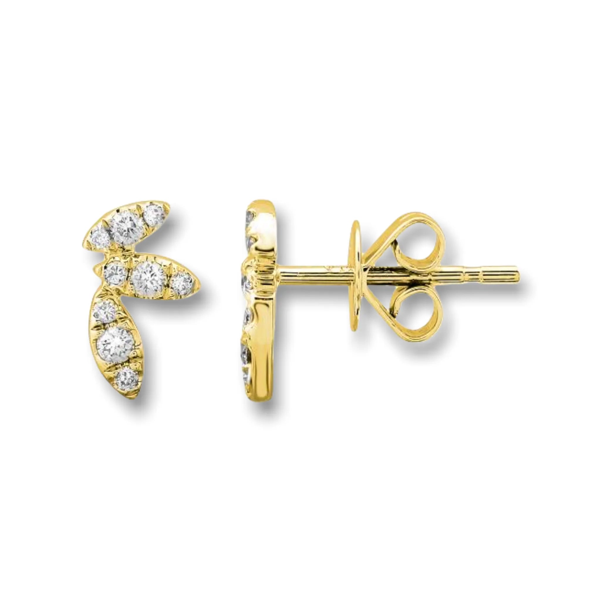 Diamond Leaf Stud Earrings — Earrings — Mama Bijoux fine jewelry