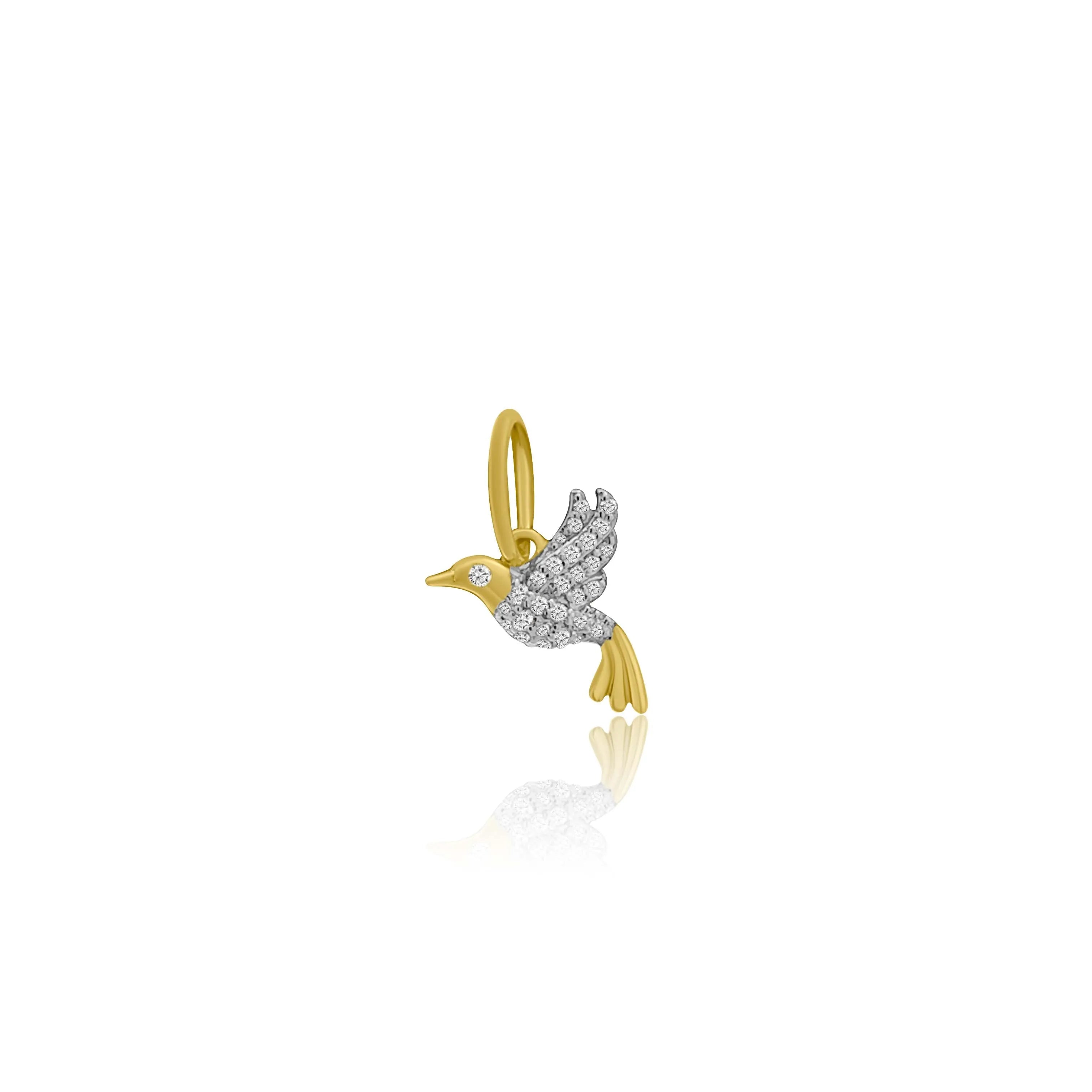 Diamond Pavé Mini Hummingbird Charm — Charms & Pendants — Mama Bijoux fine jewelry
