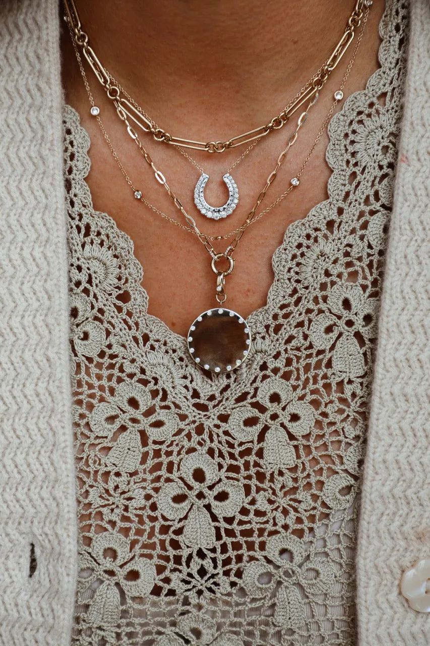 Diamond Rimmed Medallion Pendant — Charms & Pendants — Mama Bijoux fine jewelry