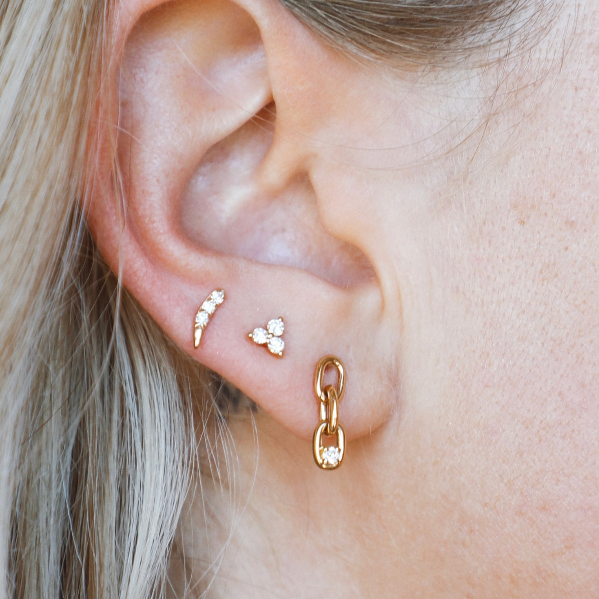Diamond Trio Spike Studs — Earrings — Mama Bijoux fine jewelry